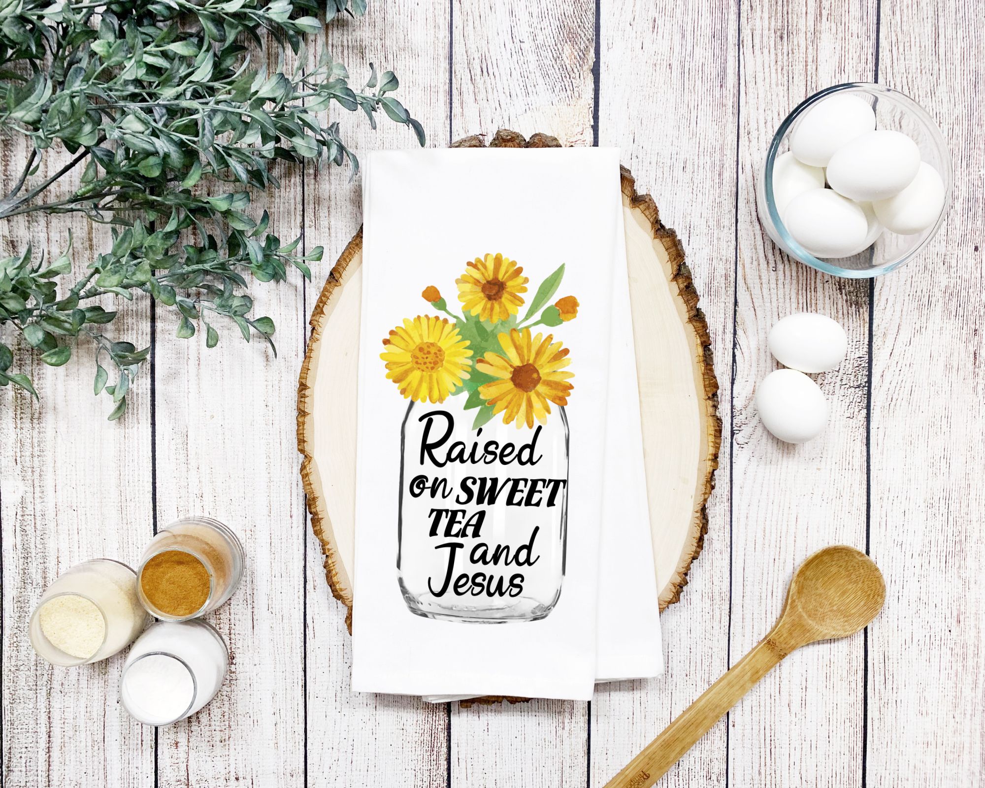 Raised On Sweet Tea And Jesus Dish Towel - Farmhouse Tea Towel Kitchen –  Lazy Gator Tees