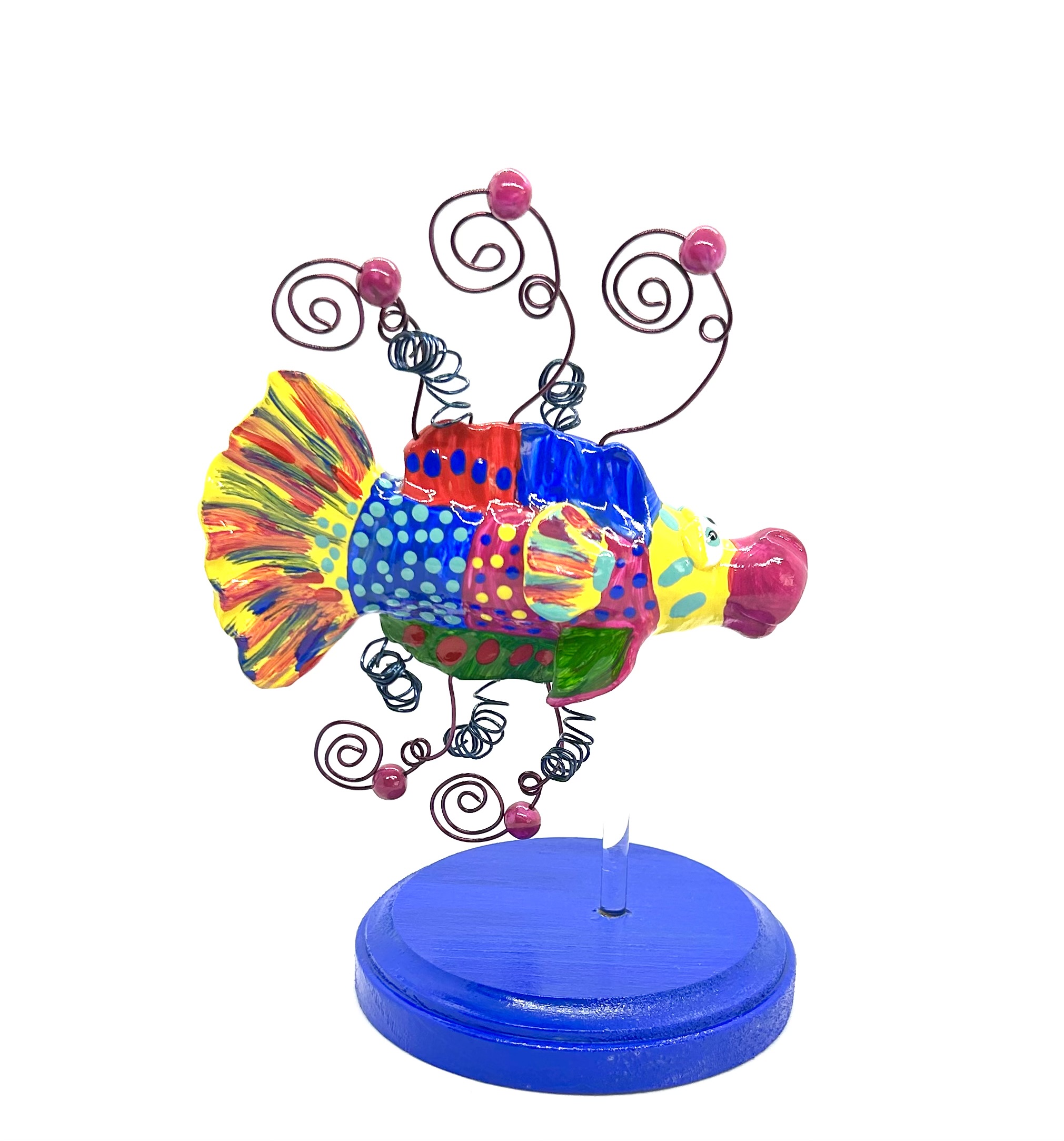 Home & Living Home Decor FISH SCULPTURE ON STAND YELLOWTAIL