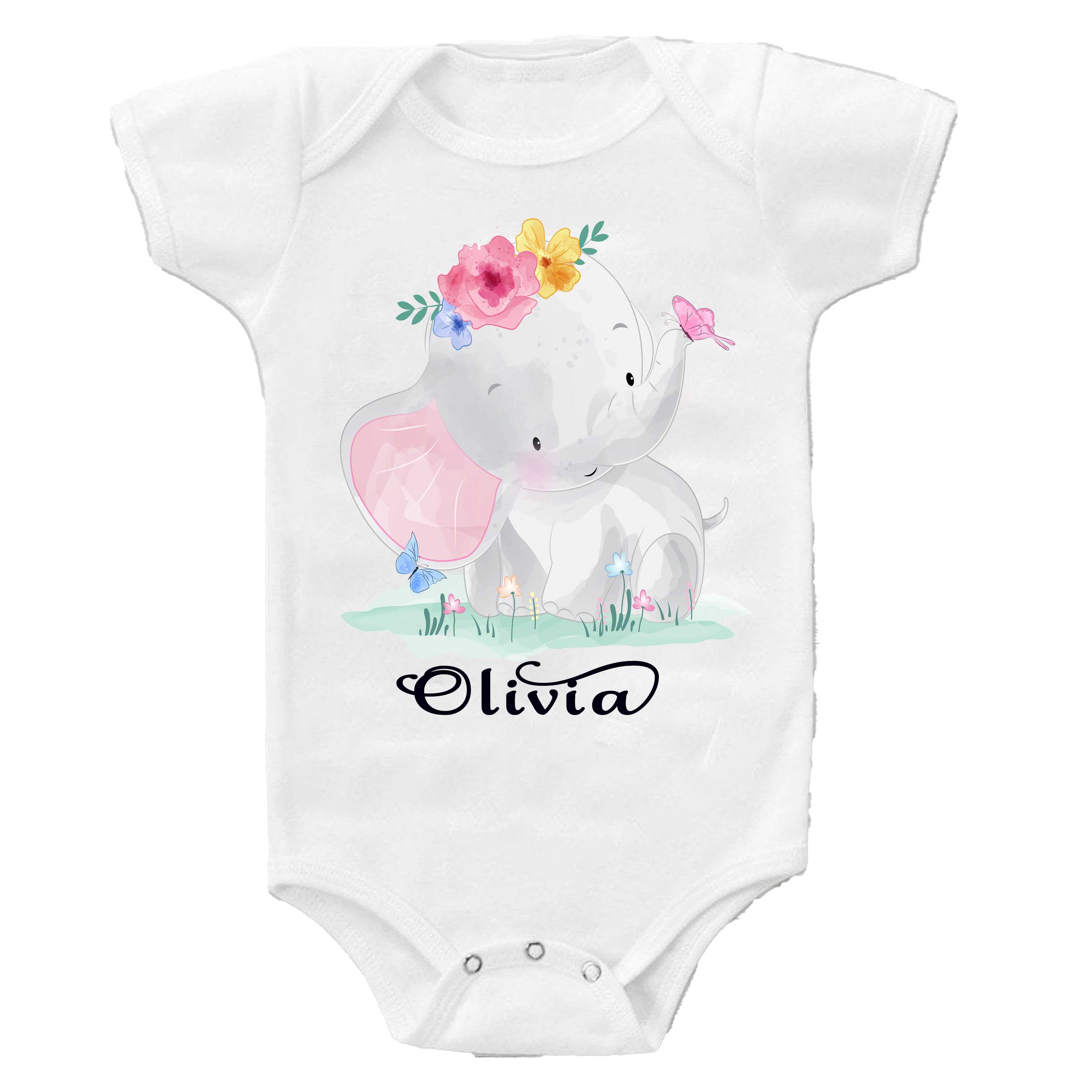 Clothing & Accessories Kids & Baby Baby Clothing Elephant Personalized Girls Onesie