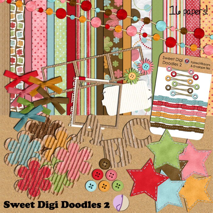 Products Sweet Digi Doodles Kit 2 Popular Scrapbooking Kit, Digital