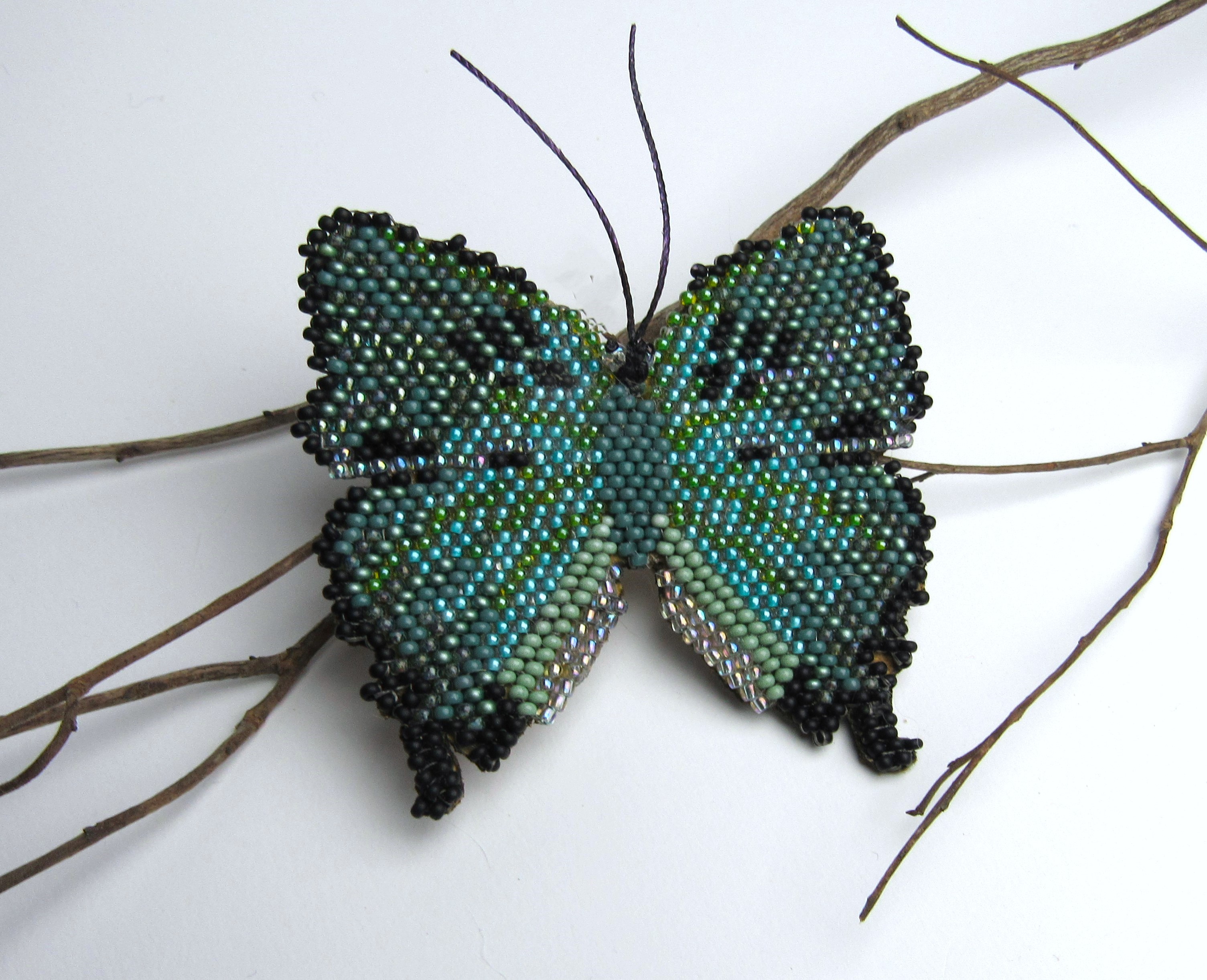 Jewelry Hand Beaded Butterfly Brooch II