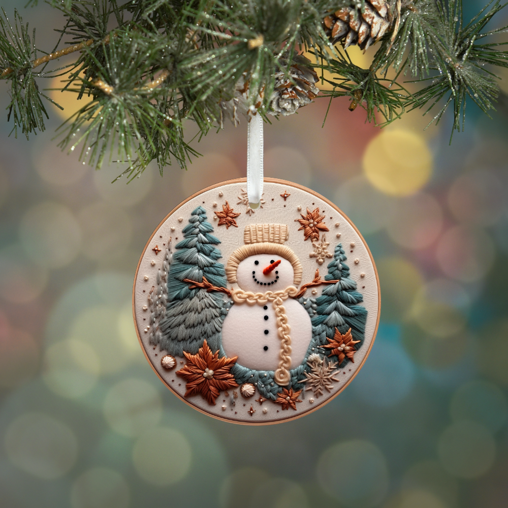 Holiday & Seasonal :: Christmas :: Embroidery Snowman Ornament