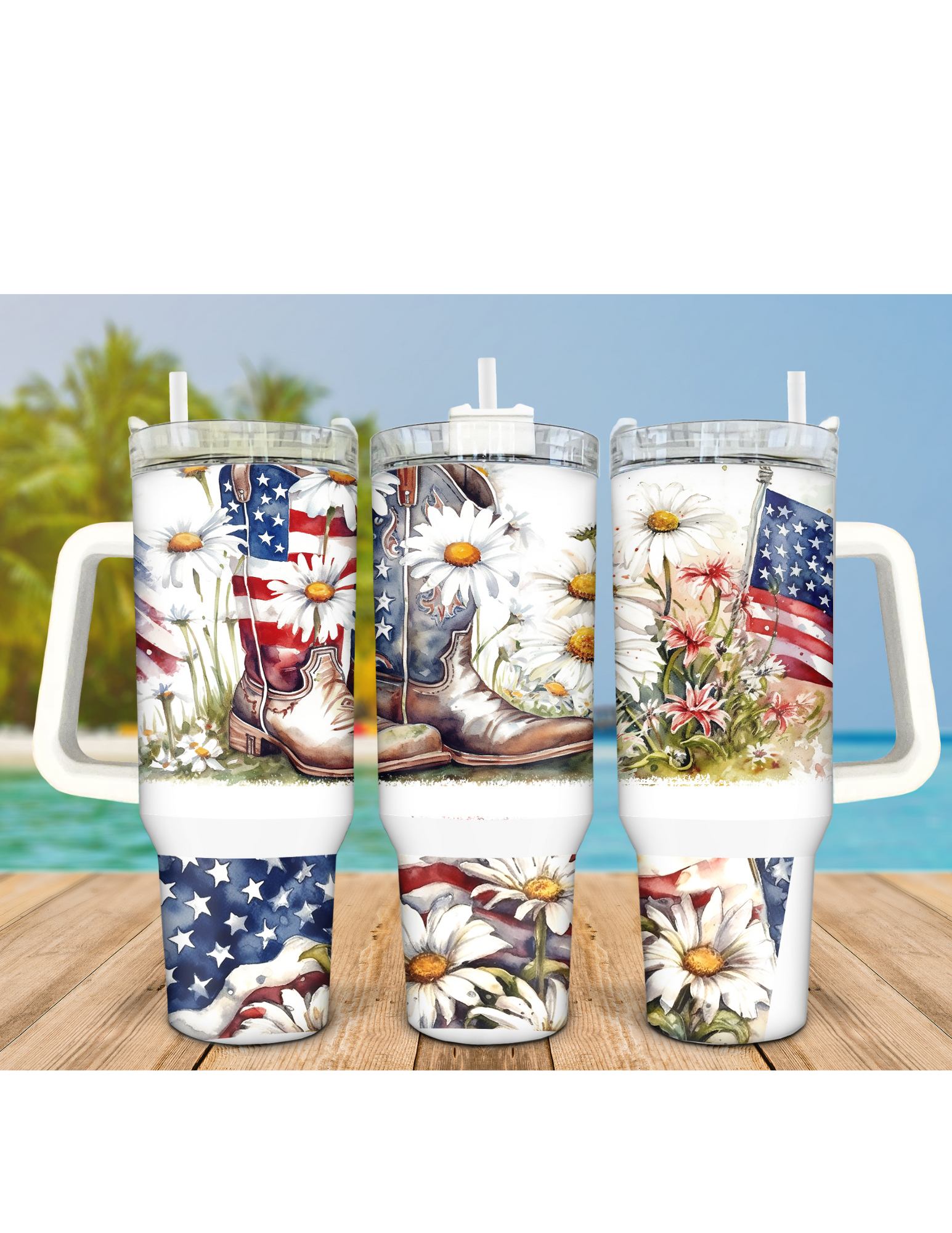 Patriotic Boots 40oz Tumbler Wrap Design PNG Sublimation