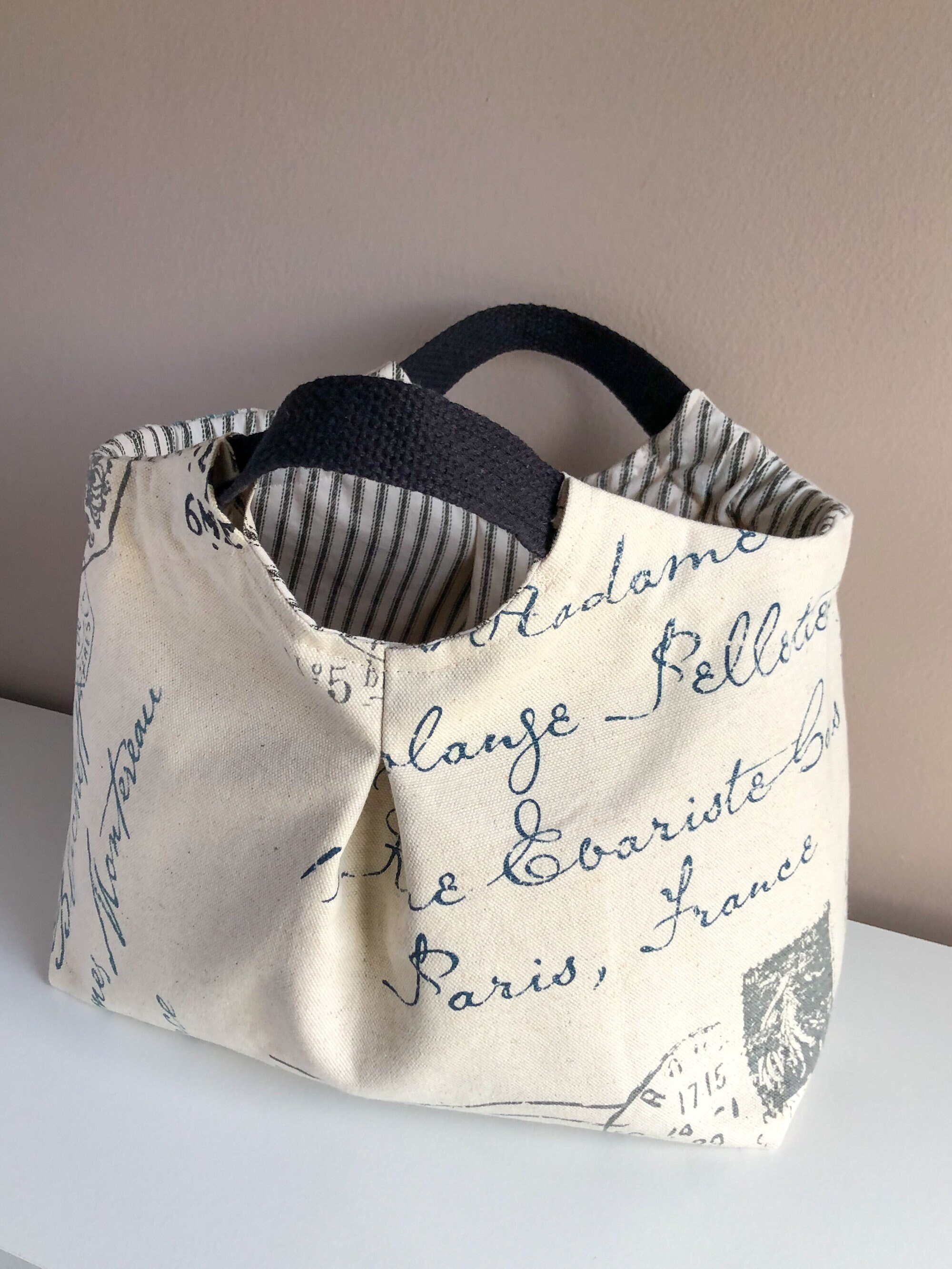 Products Cotton Canvas Tote Bag, Paris Postal Natural with Black