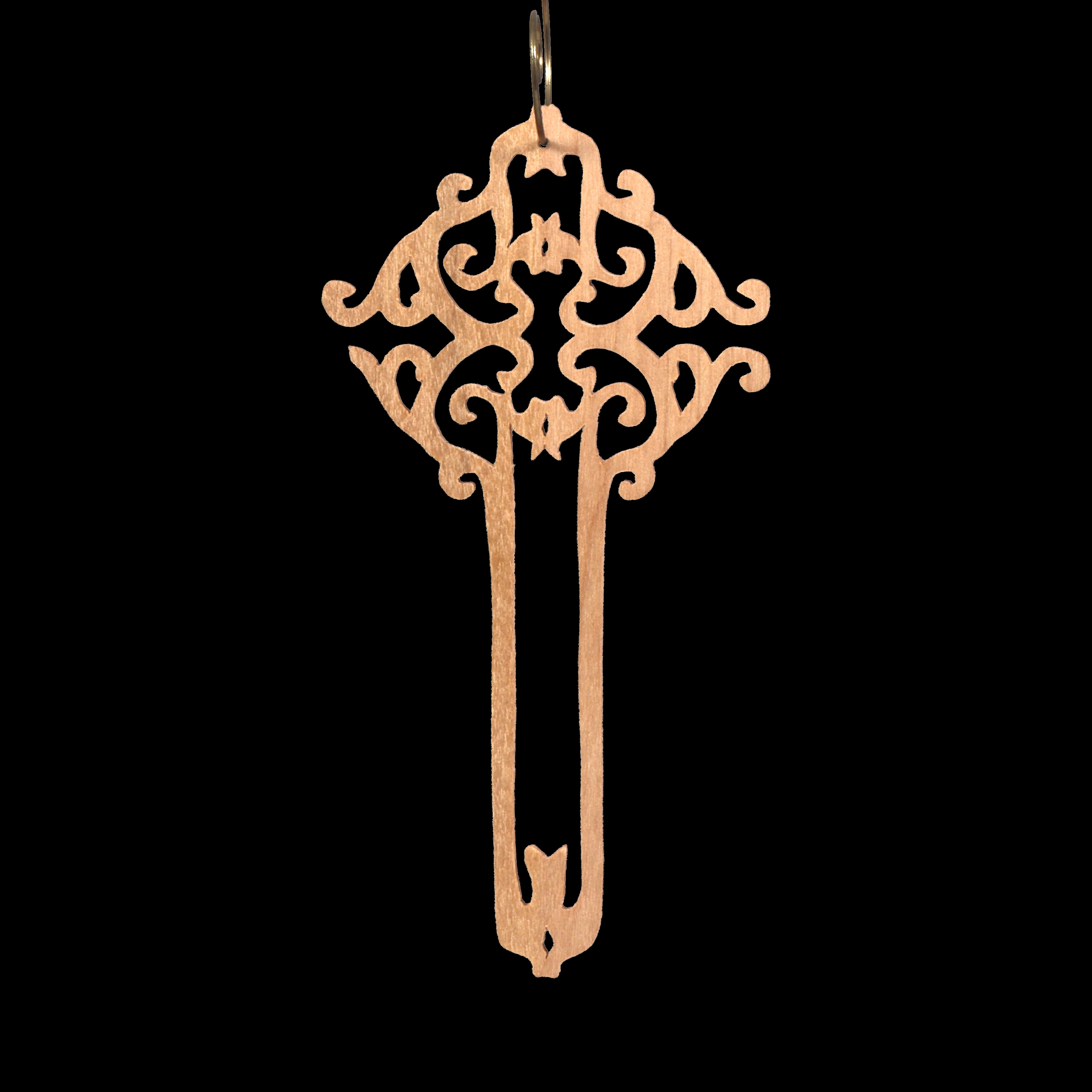 A beautiful handmade wood fretwork Christmas tree ornament in a classic Victorian icicle style. This delicate ornament is hand finished with clear shellac for a timeless look. It is the perfect addition to any Christmas tree collection.