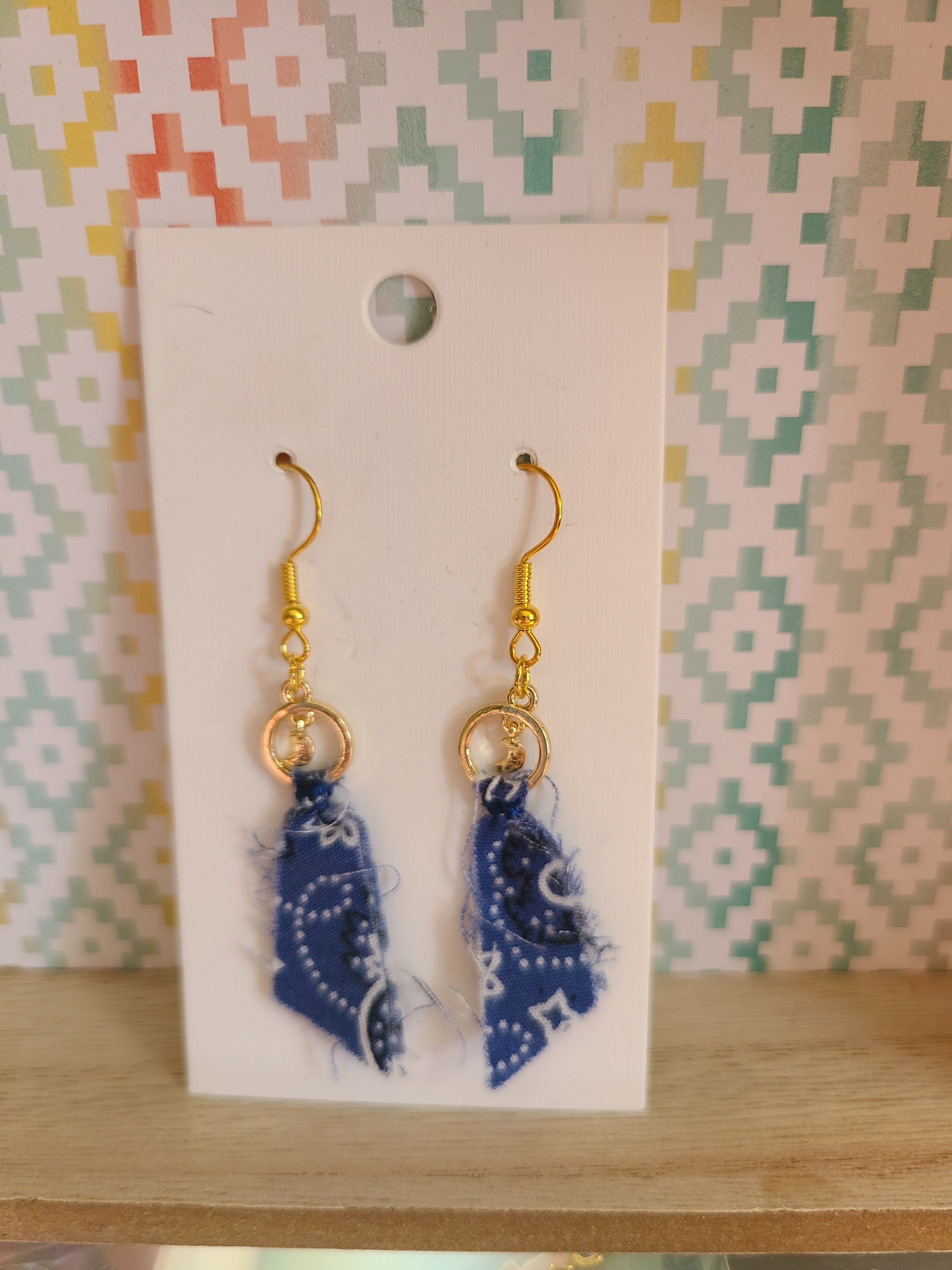 Jewelry Earrings Blue Bandana Hook Earrings
