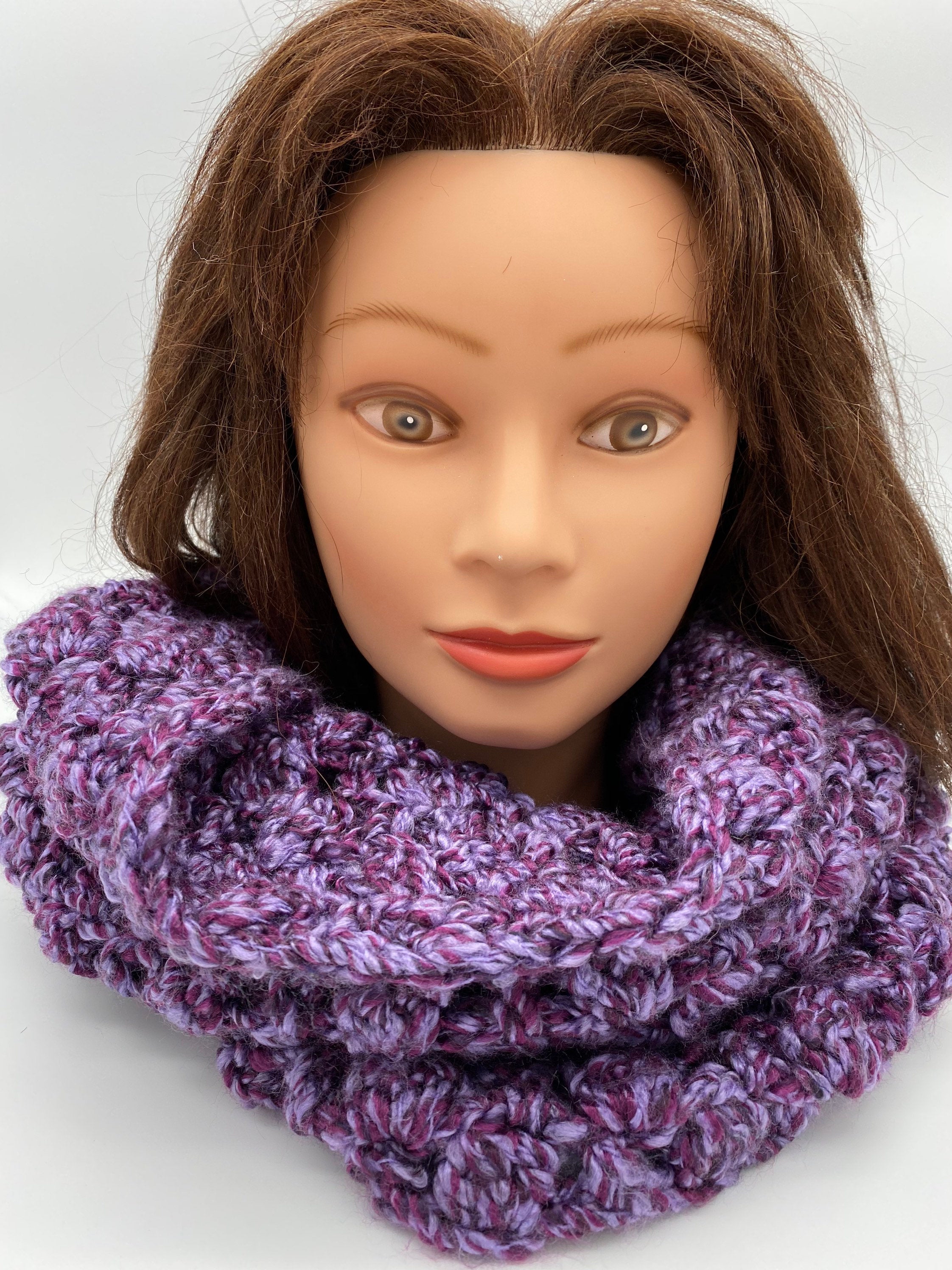 Purple Crocheted Infinity Cowl For Women