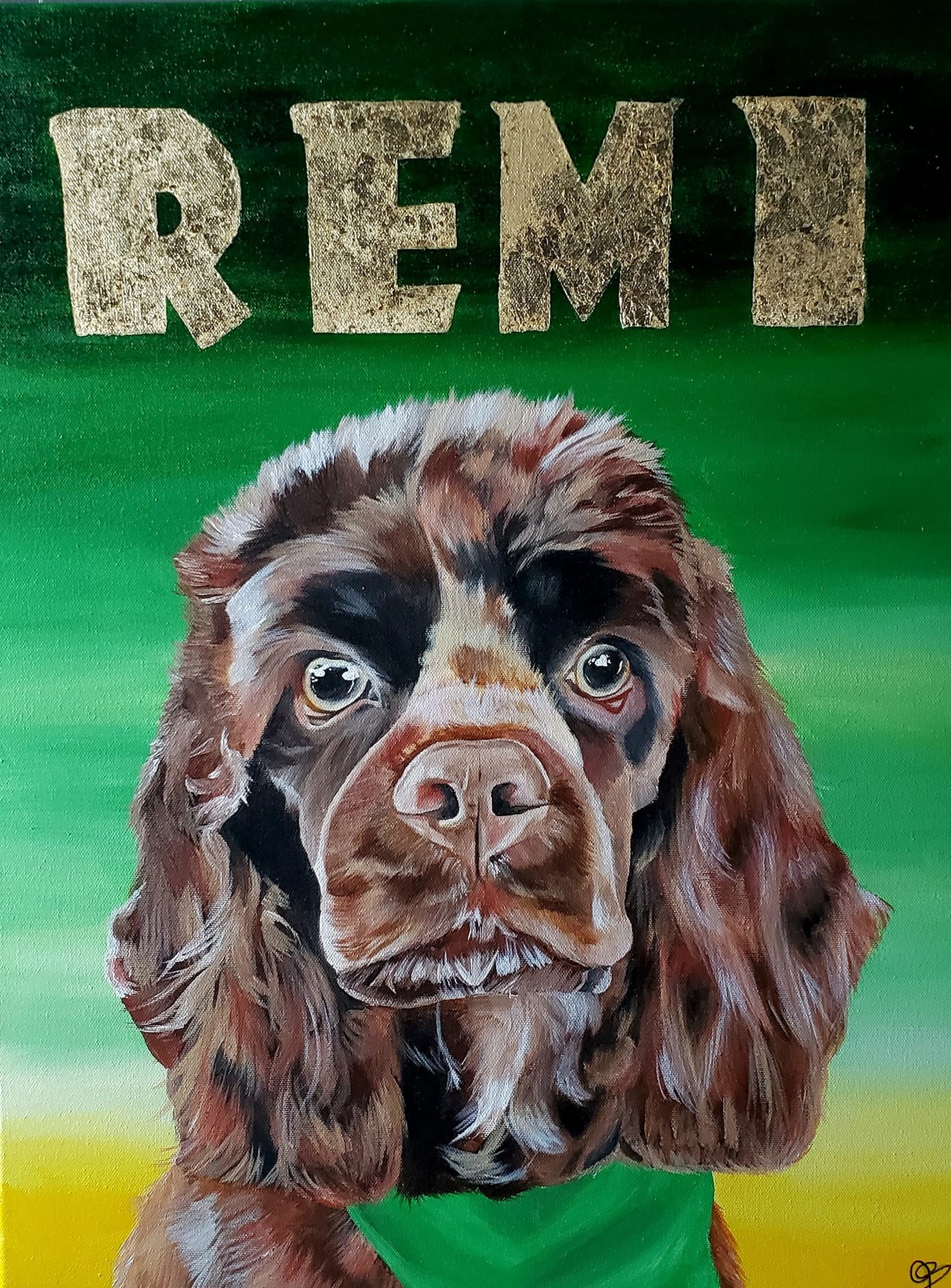 Fine Art & Collectibles Painting Pet Portrait 16x20 (Gold Leaf