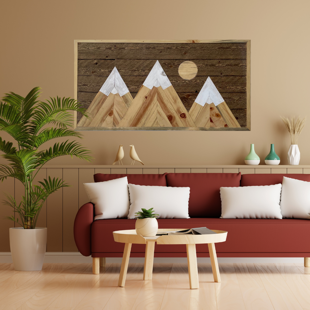 Home & Living Wall Decor Wall Art Wooden Mountain Wall Art