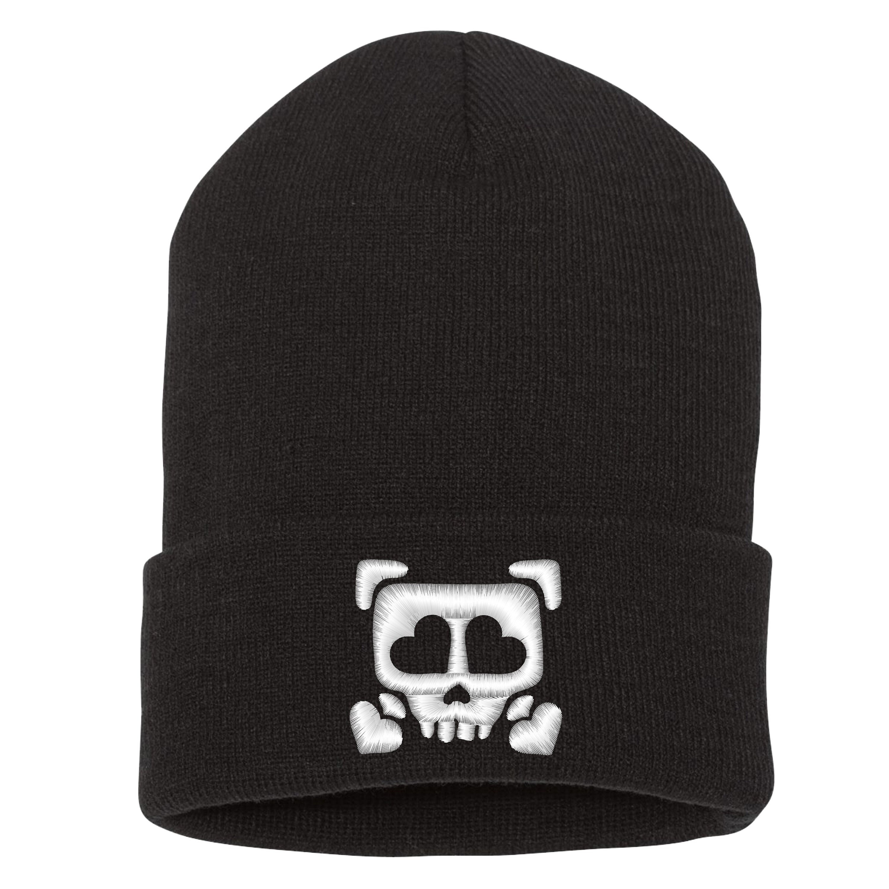 Embroidered Heart Skull Beanie | Hat | Cuffed Beanie | Winter Hat