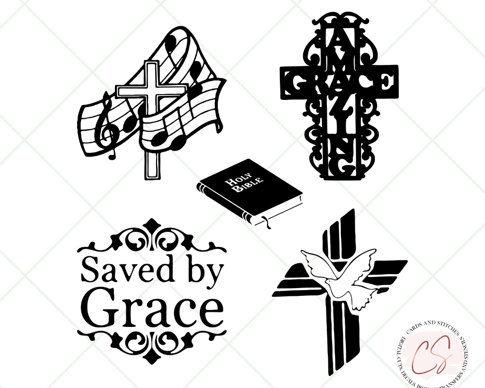 Amazing Grace Crosses SVG, PNG, and Clipart Bundle