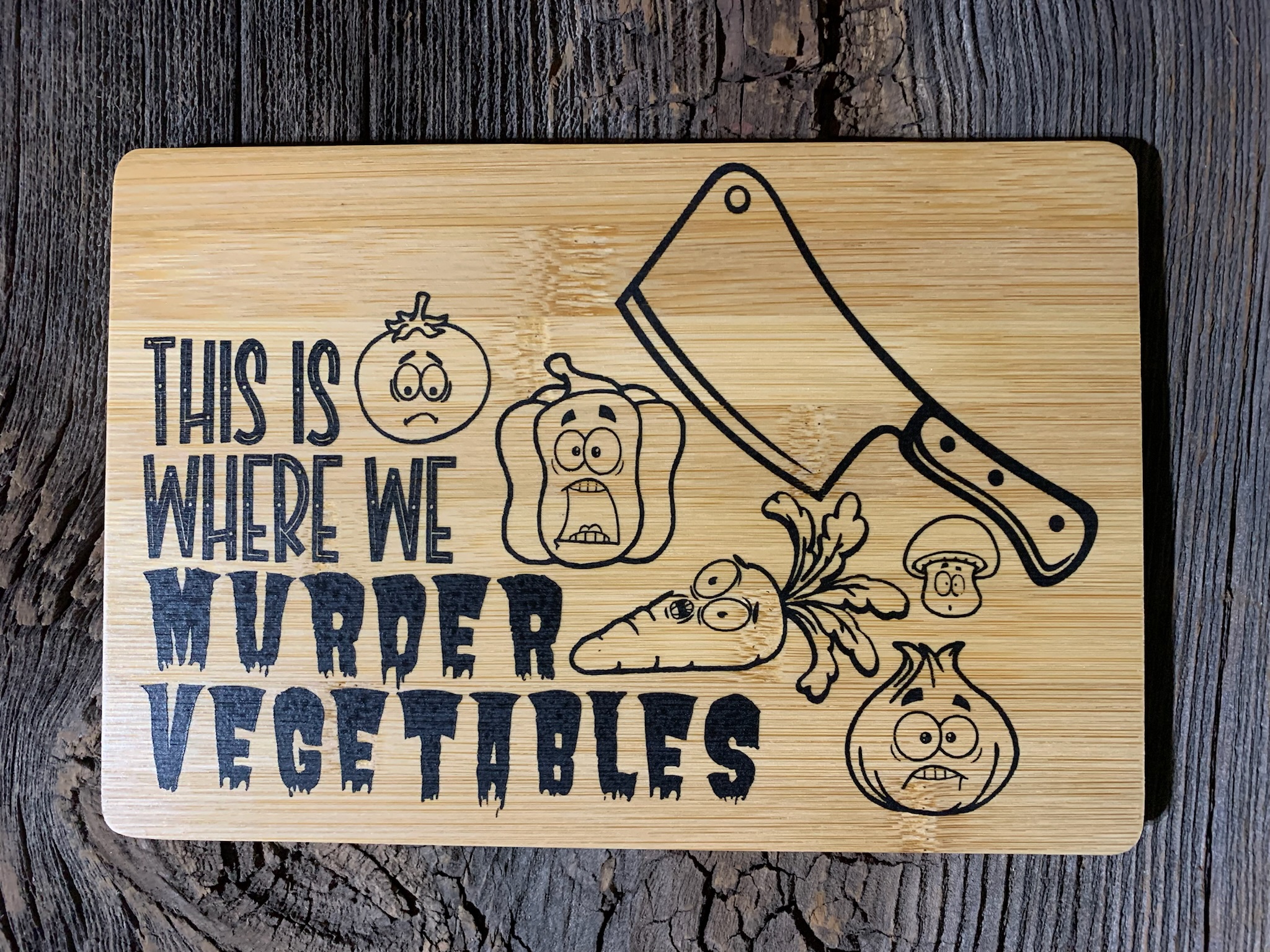 Murder Vegetables Decorative Cutting Board