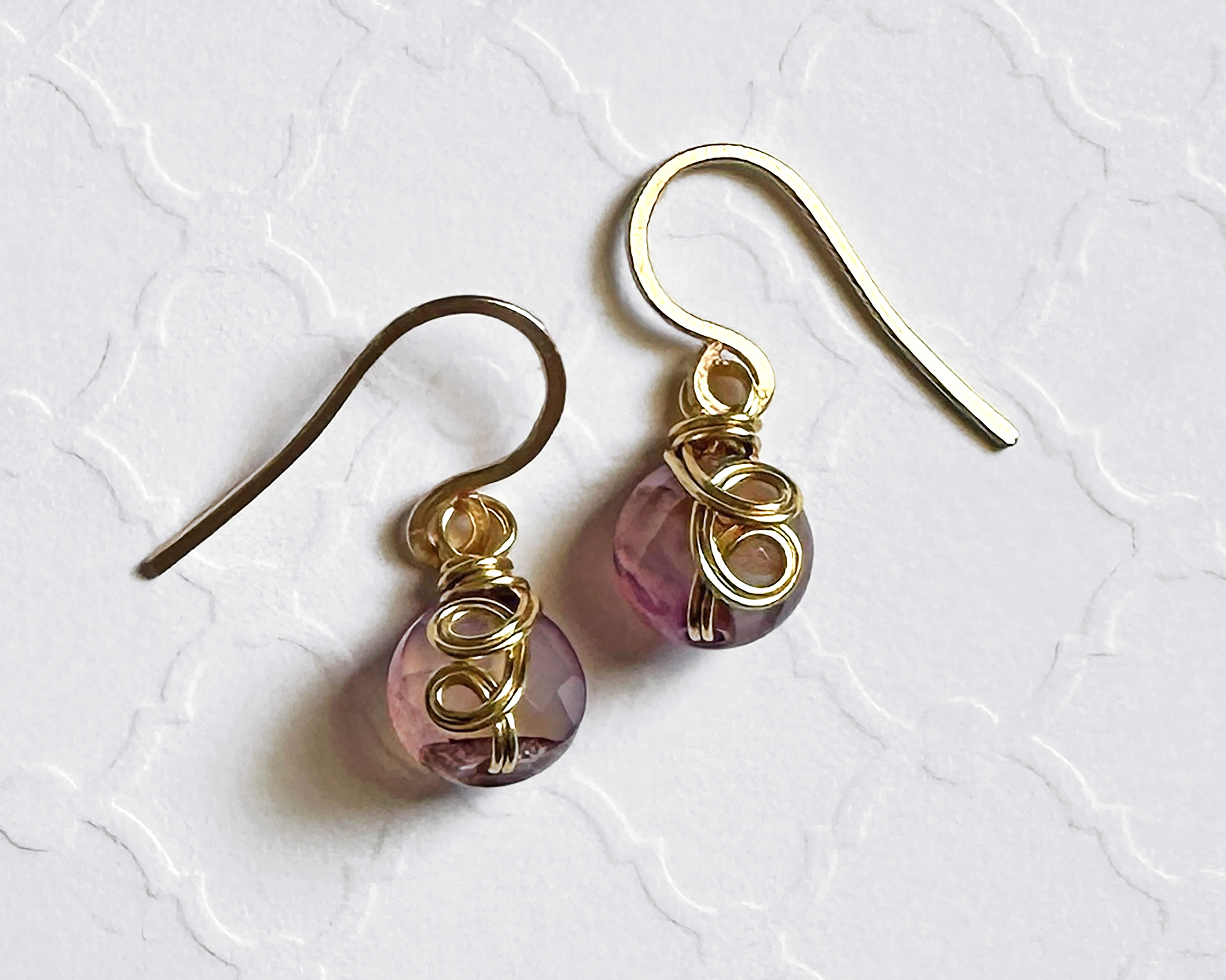 Handcrafted Wire-Wrapped Amethyst Earrings | 0.8 Inch Length
