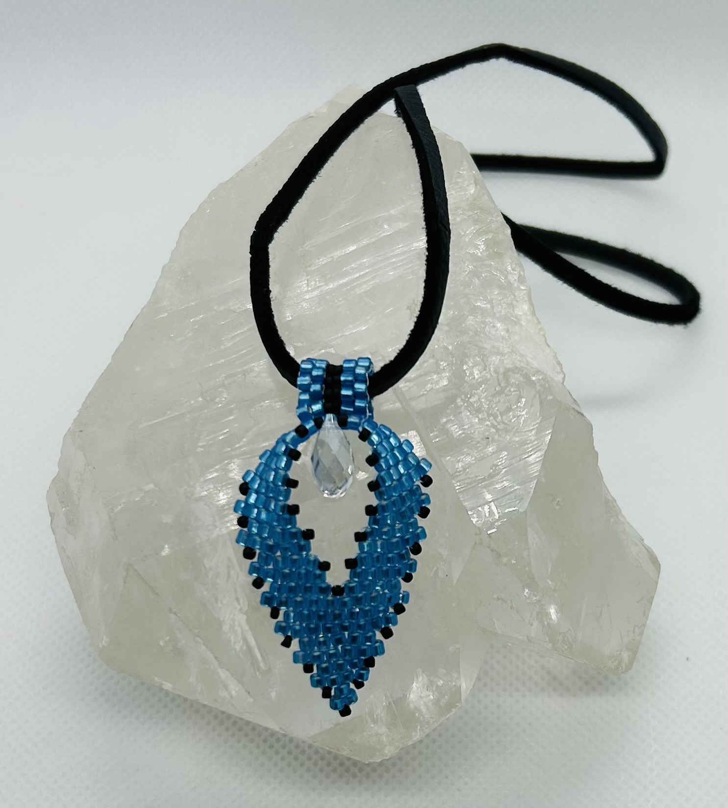 Jewelry :: Russian Leaf Pendant-blue with clear crystal