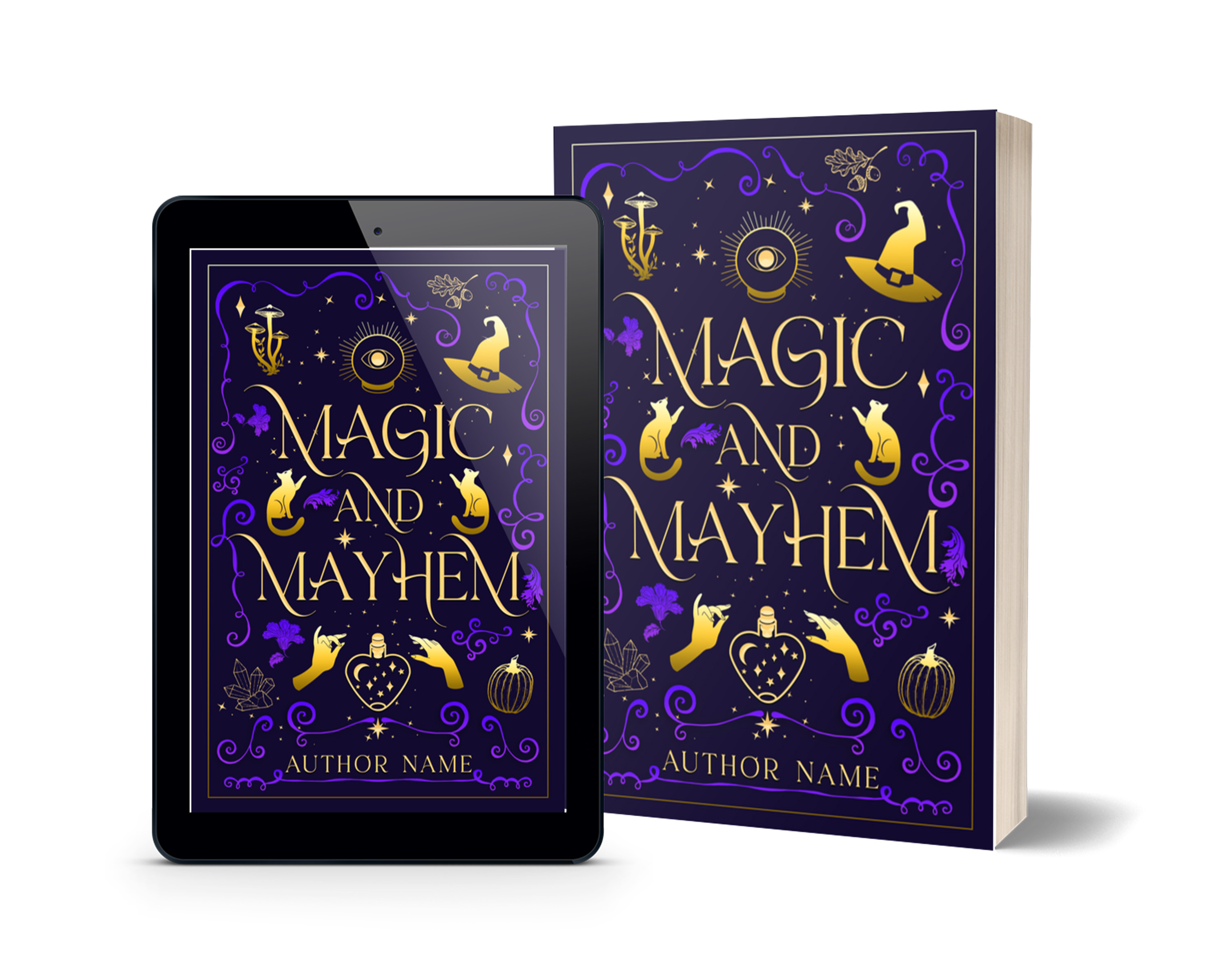 Fantasy Illustrated Premade Book Cover for Magical Cozy