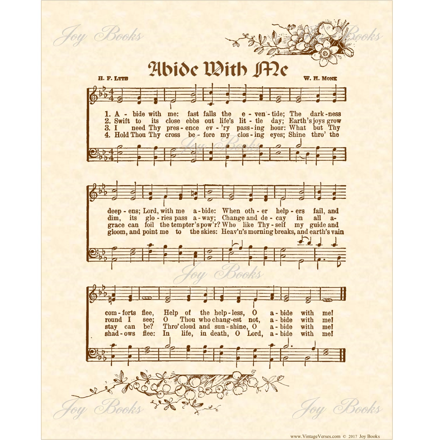 Home & Living :: Wall Decor :: Abide with Me (flowers) Vintage Verses ...