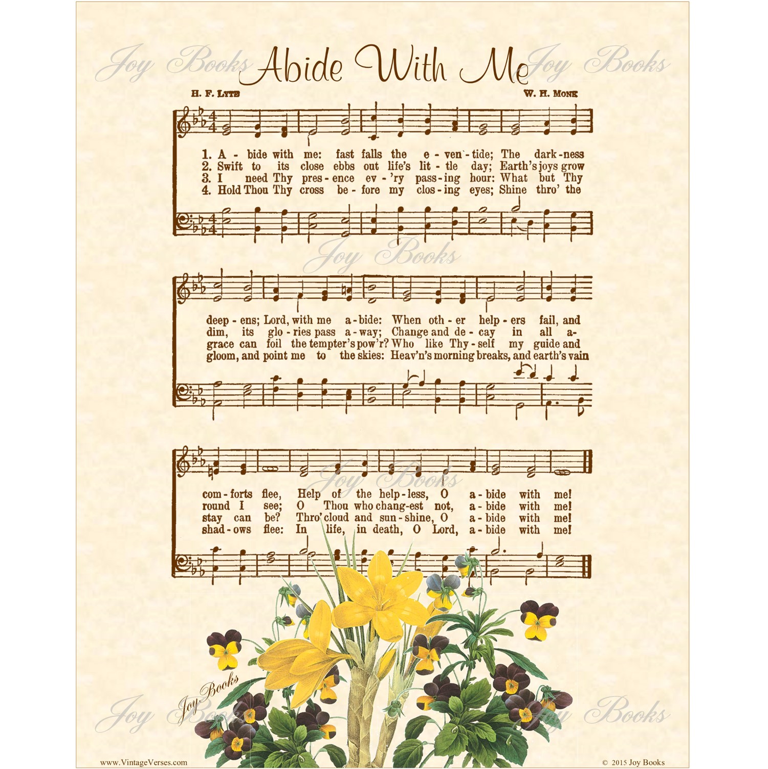 Abide with Me Hymn Sheet Music Wall Art Download DIY