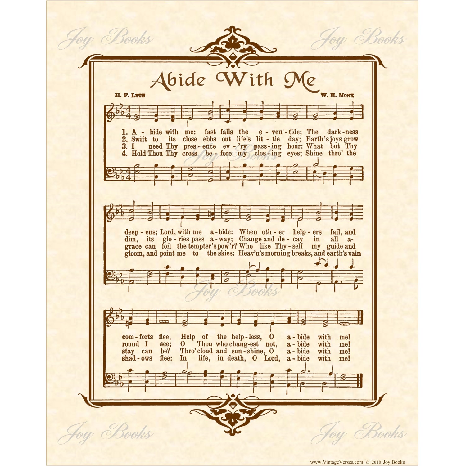 Home & Living :: Wall Decor :: Abide with Me (4 verses) Vintage Verses ...