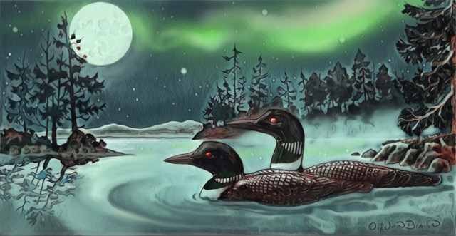 Home & Living :: Home Decor :: Loons, Northern Lights, common loons ...