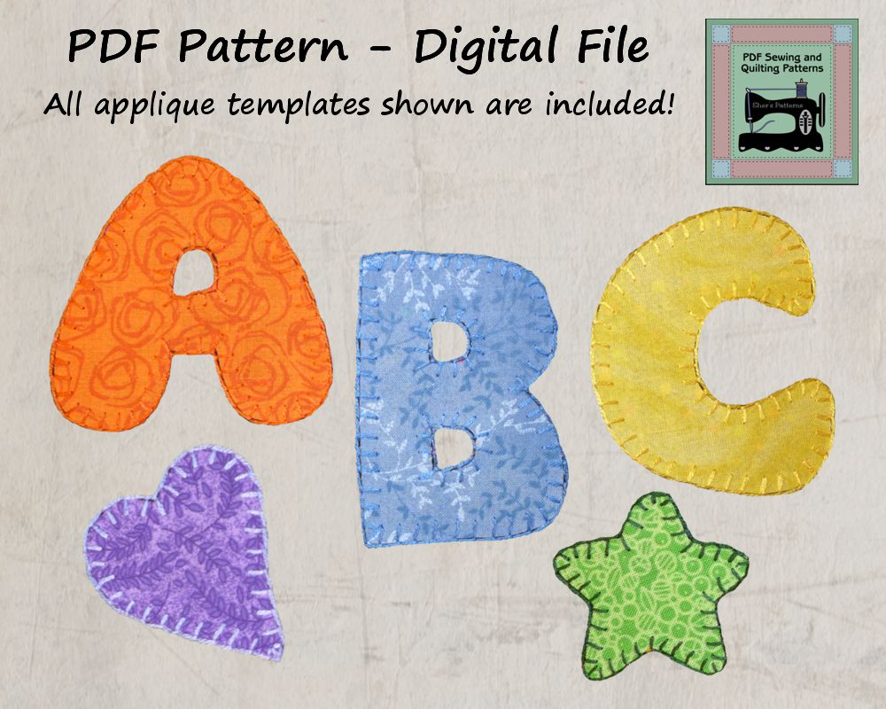 Applique Template, Chunky Alphabet Applique Templates, Alphabet ...