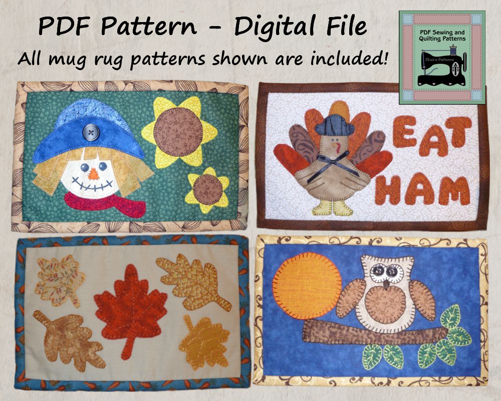 PDF Pattern for Fall Mug Rug Bundle, Autumn Pattern Bundle, Mug Rug ...