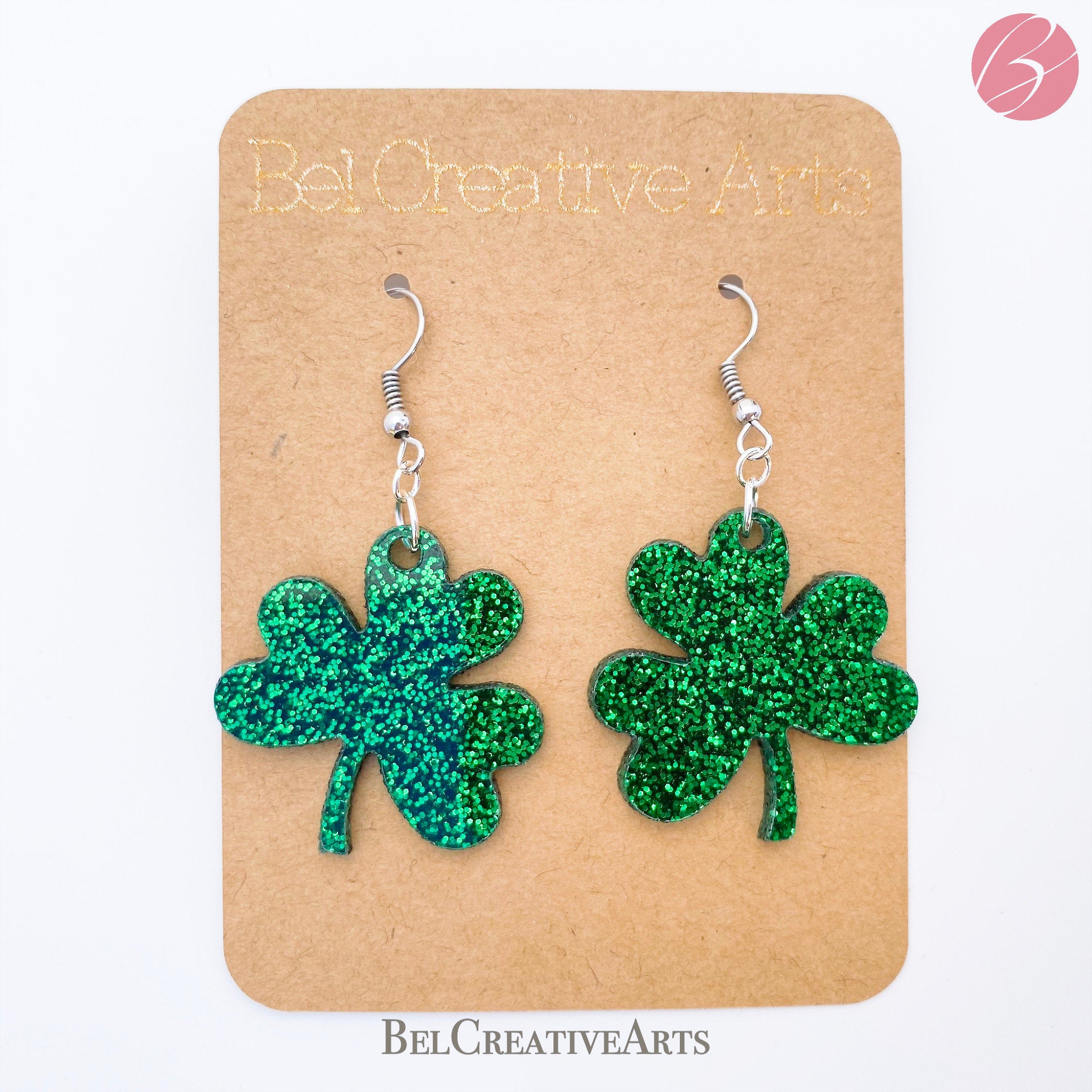 Products :: Sparkling Lucky Shamrock Earrings Dangle Drop Style