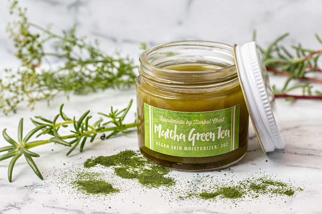 Vegan Matcha Green Tea Body Butter Moisturizer Lotion Balm Antioxidant Skin Cream 2oz Glass Eco Friendly