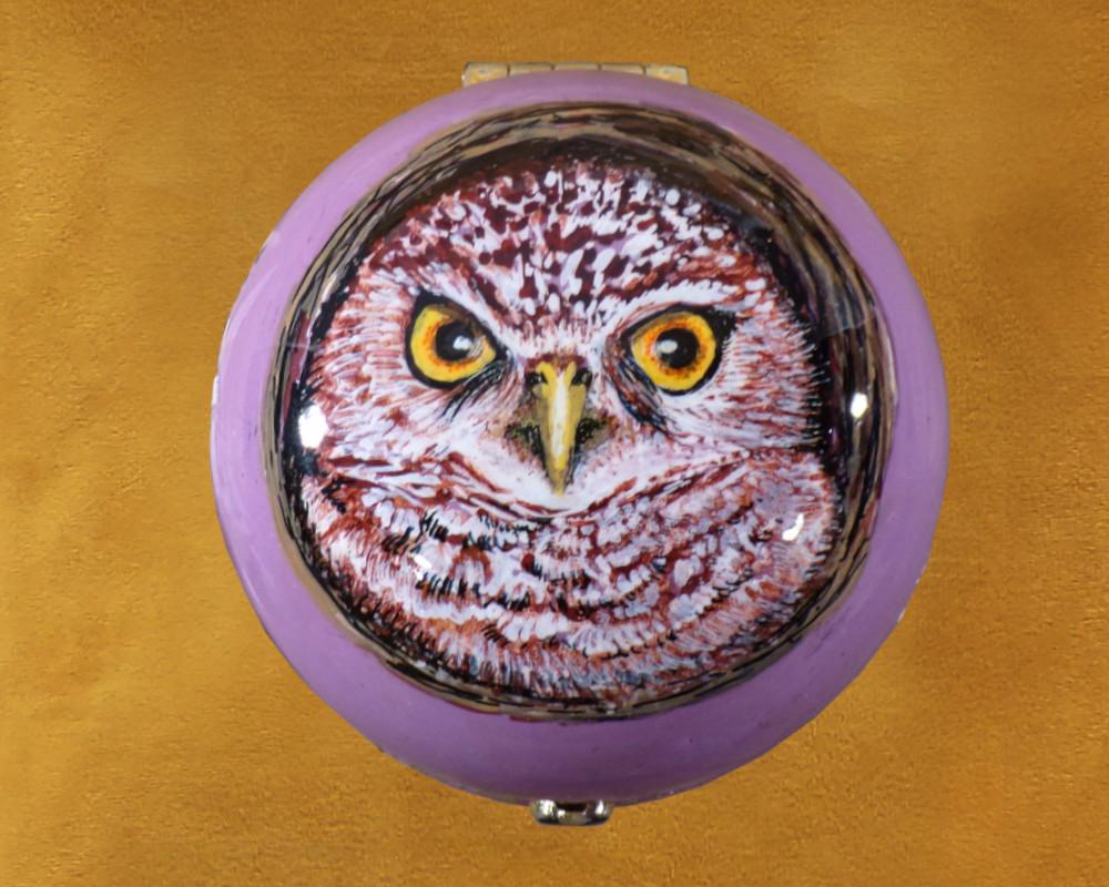 Purple Trinket Owl Jewelry Box