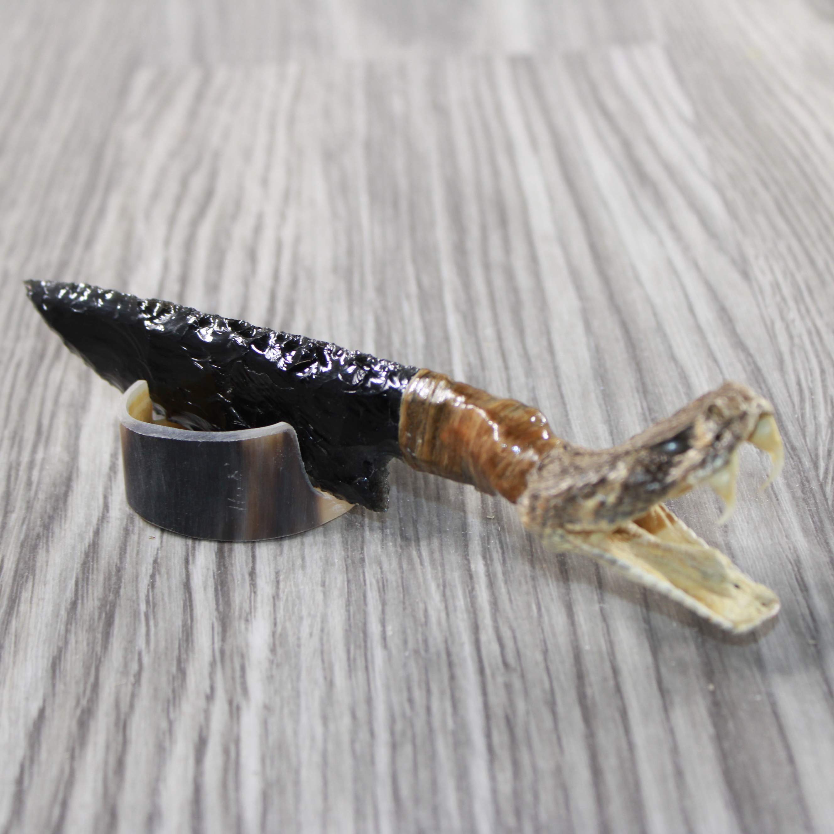 Holiday & Seasonal Halloween Rattlesnake Head Handle Obsidian