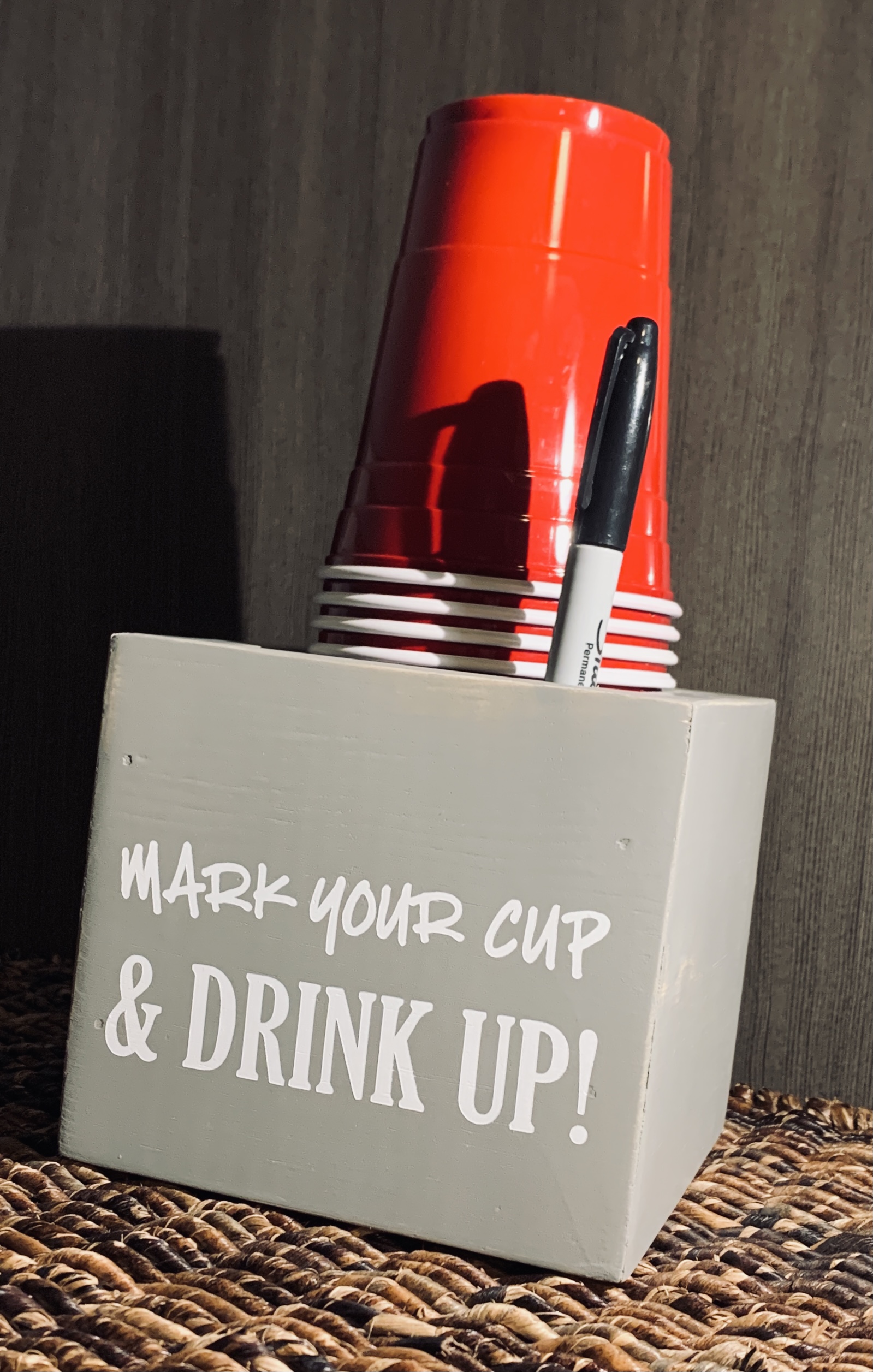 Mark the Cup and Drink up Mark Your Cup and Drink up Solo Cup Drinking  Sharpie Cup Holder Party Party Cup Holder Cup Box 