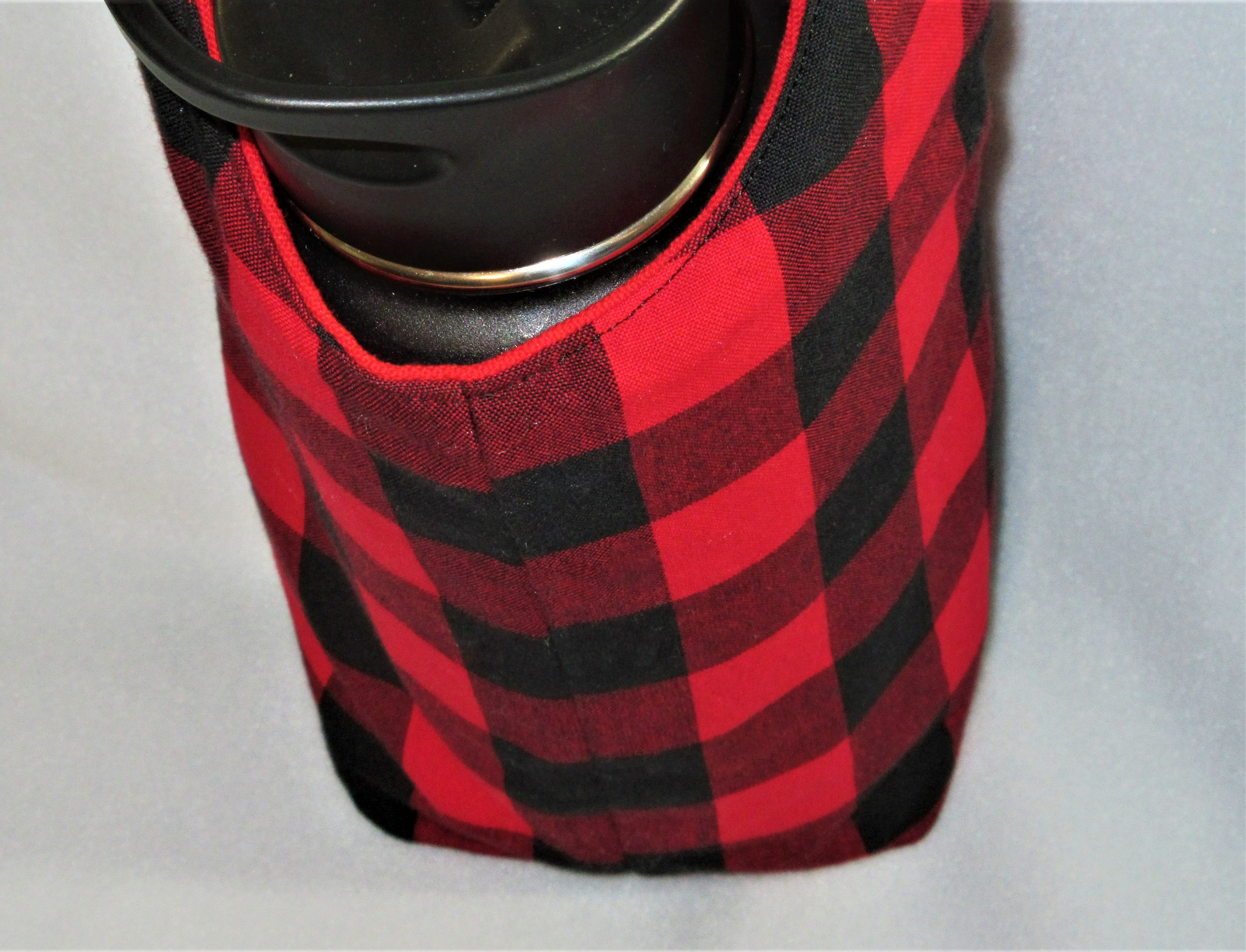 personalized water bottle holder buffalo plaid tumbler carrier red and black by a fur baby favorite