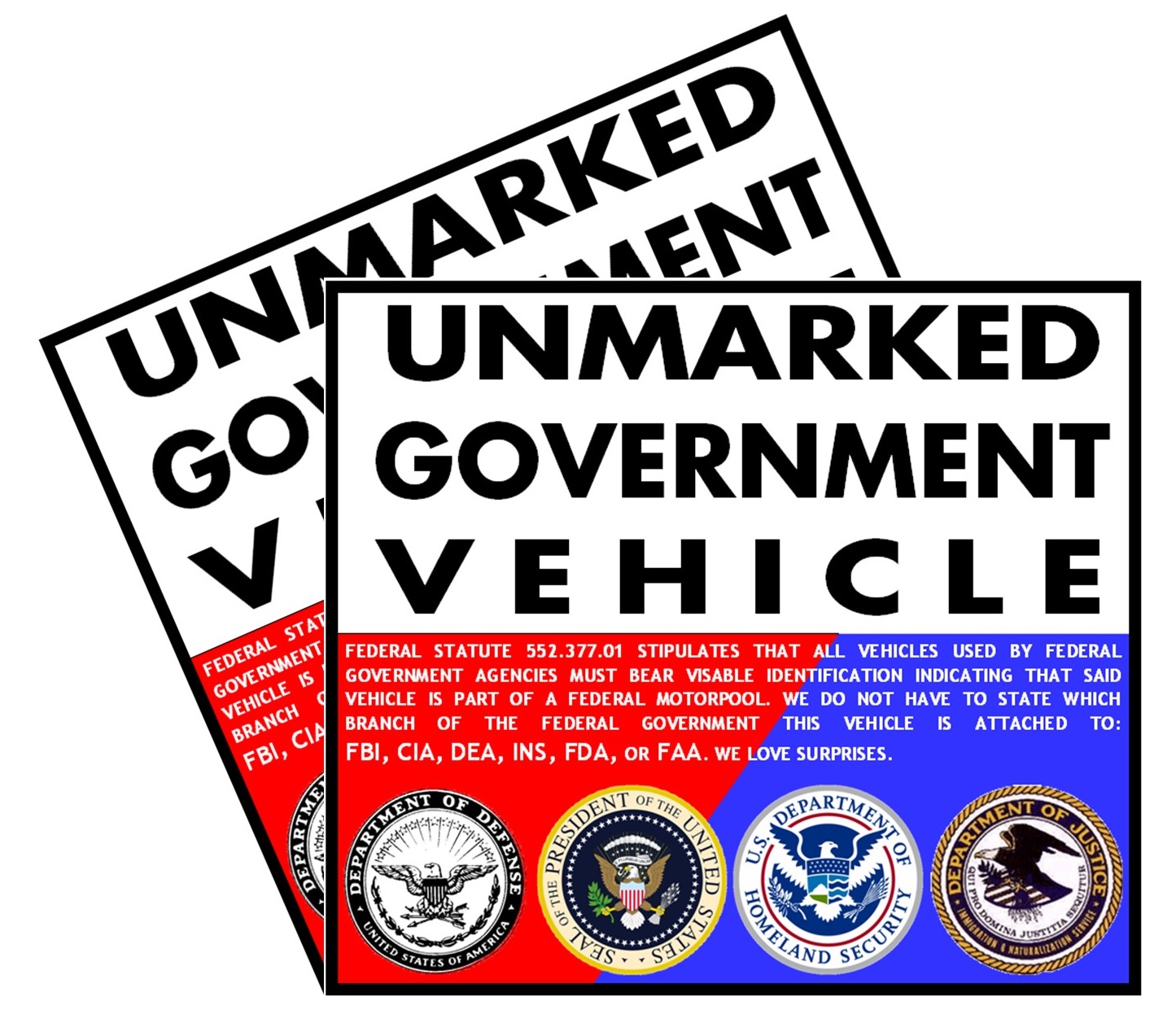 Home & Living :: Decals & Stickers :: Unmarked Vehicle Sticker - Set of 2