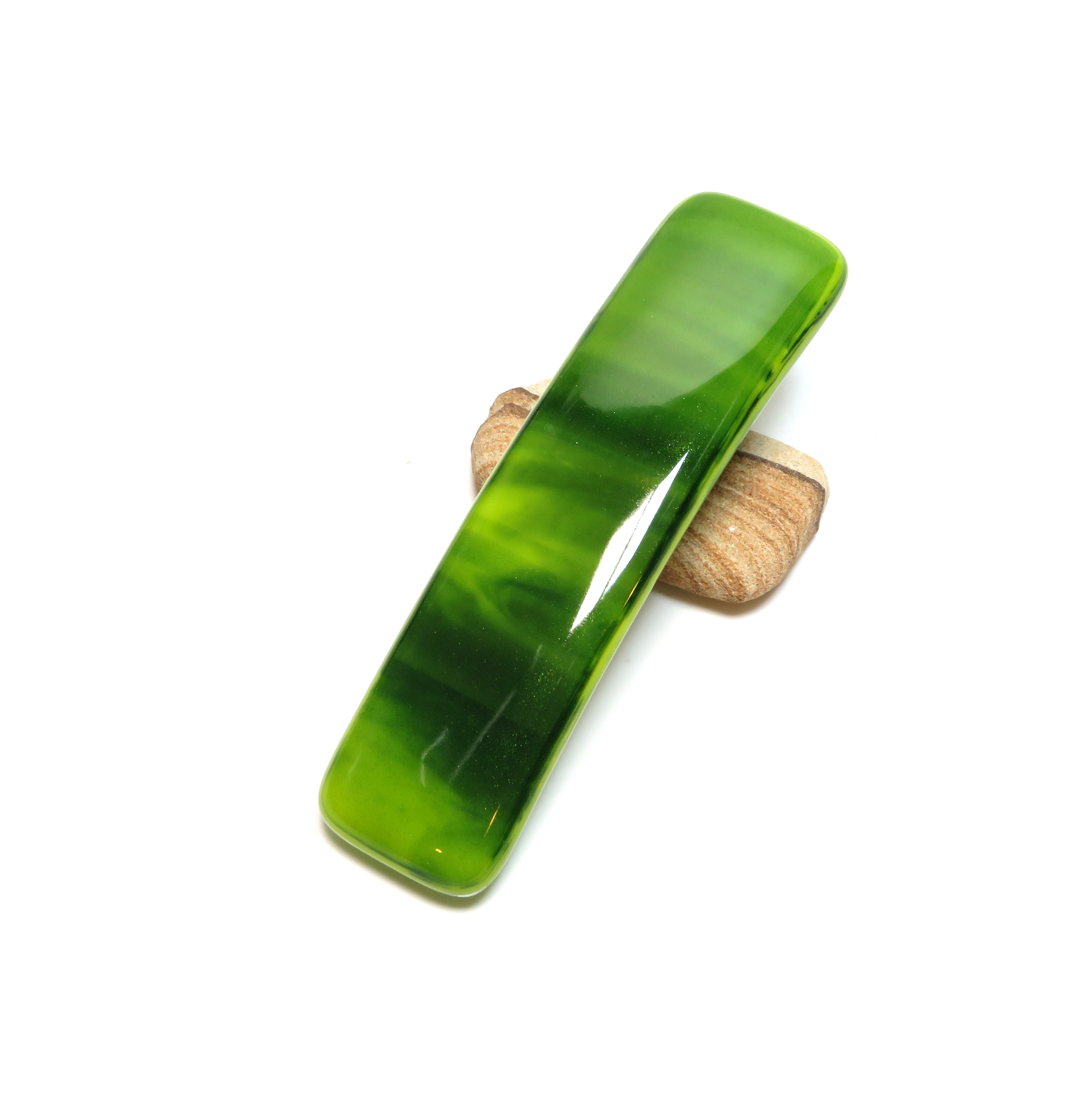 Green fused glass French barrette Green fused glass French barrette