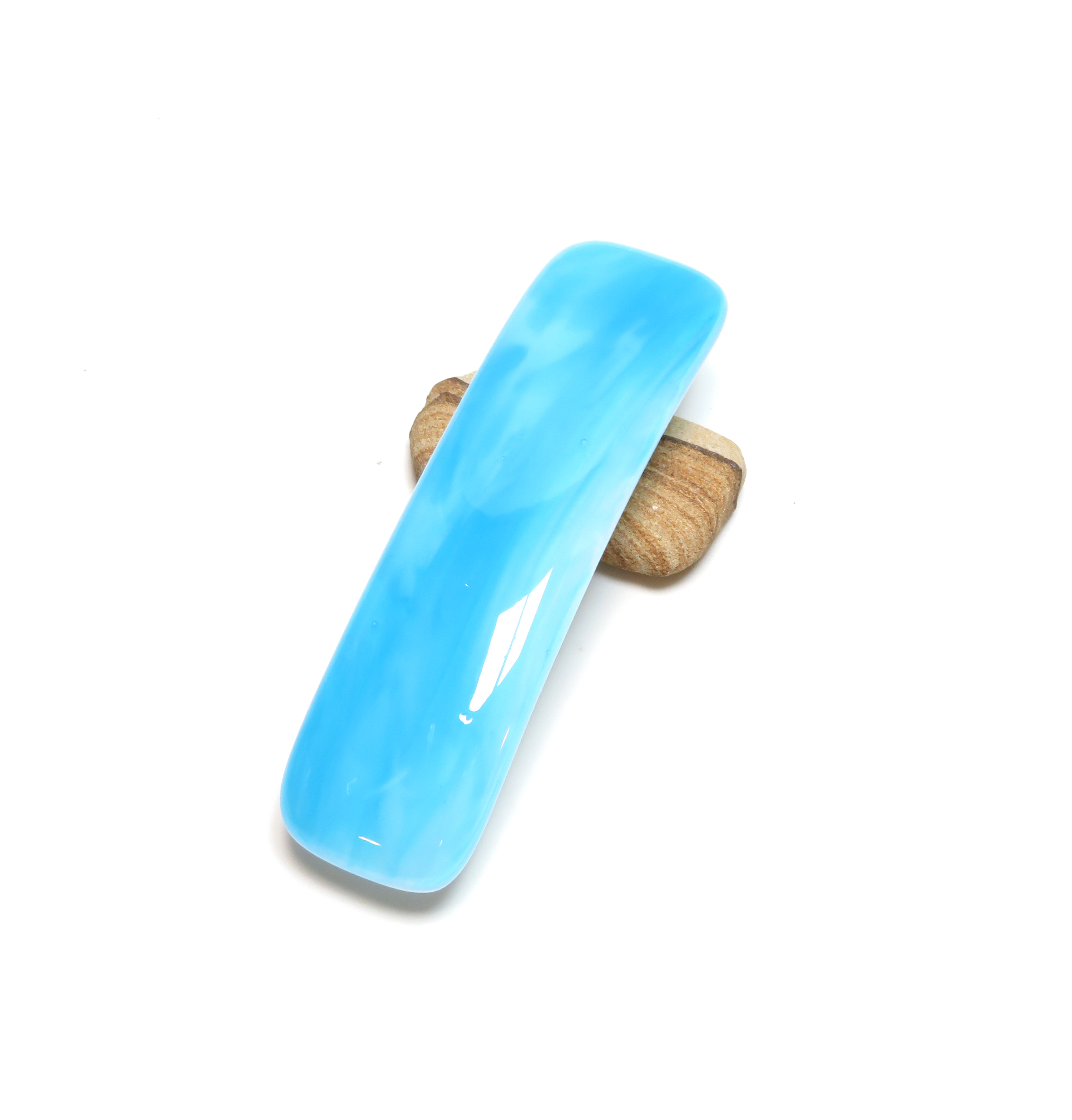 Blue fused glass French barrette Blue fused glass French barrette