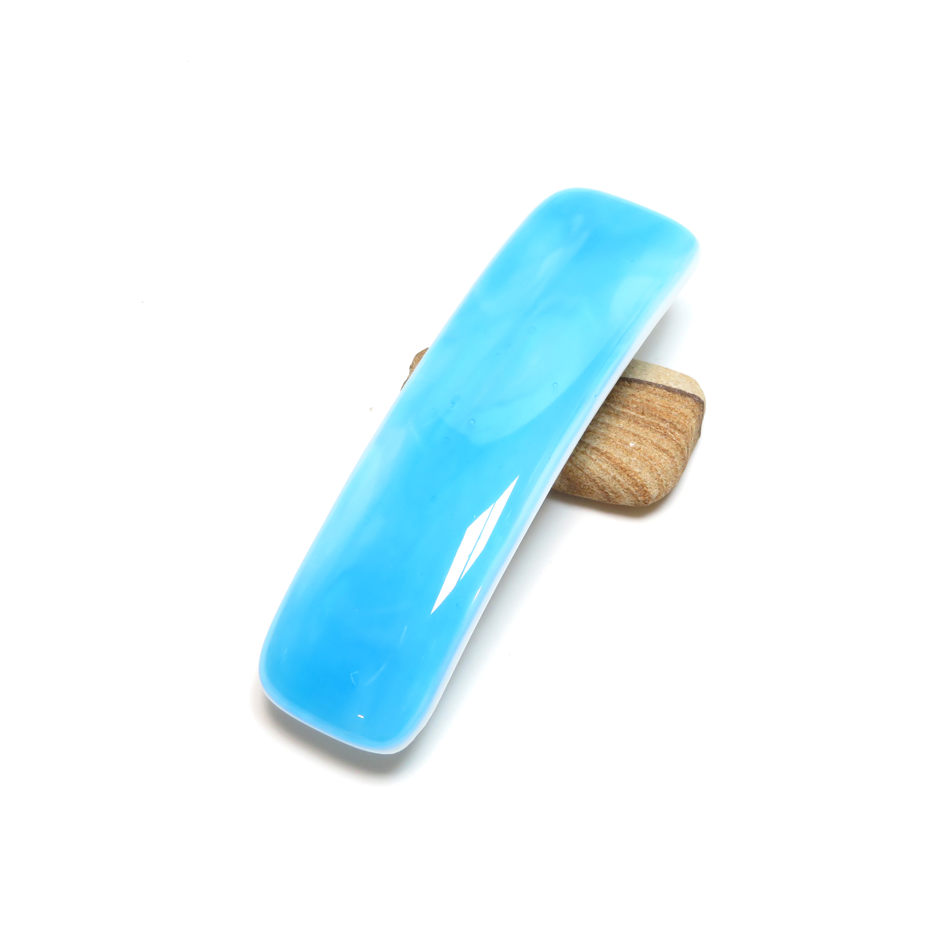 Blue fused glass French barrette Blue fused glass French barrette