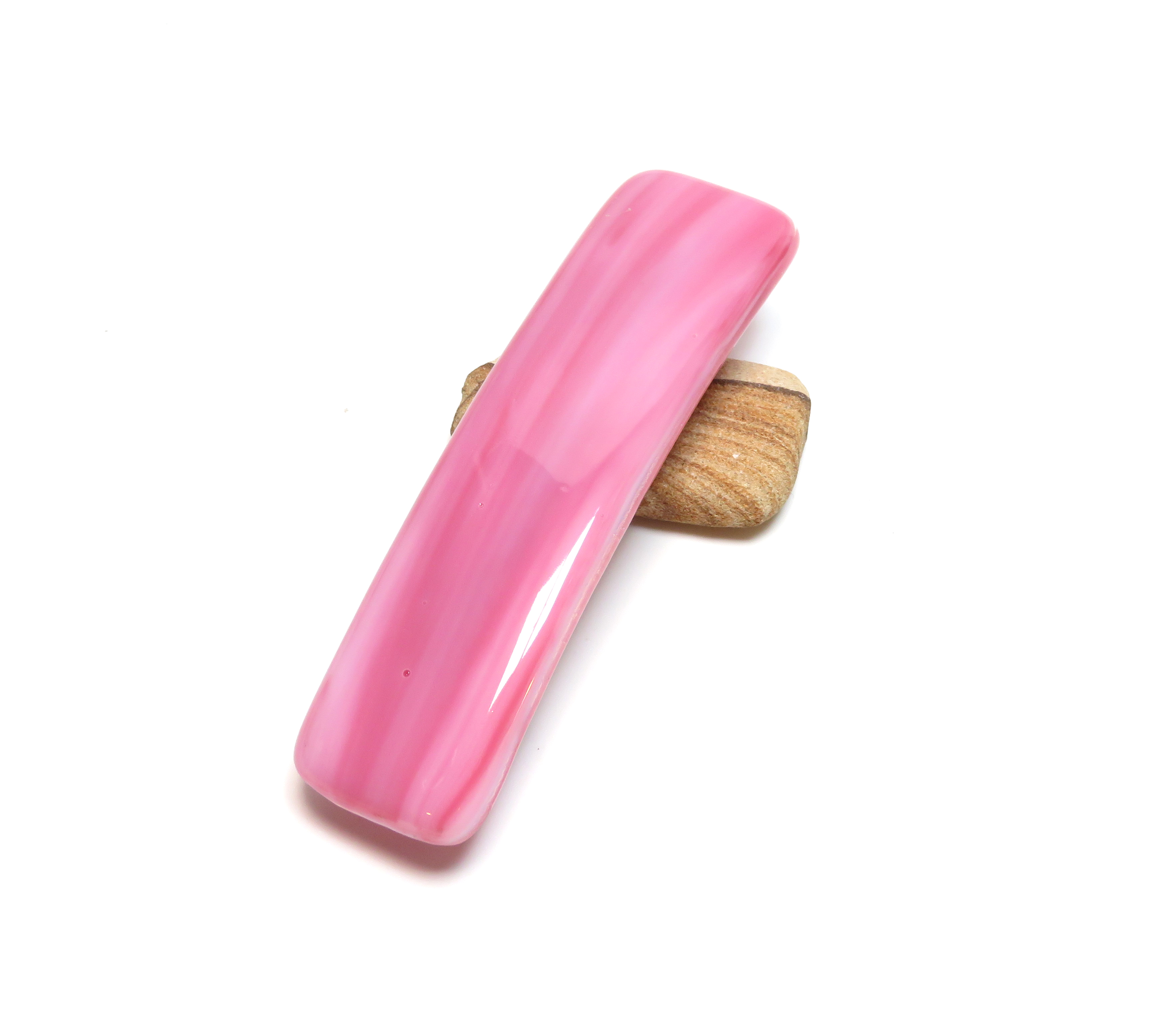 Pink fused glass French barrette Pink fused glass French barrette