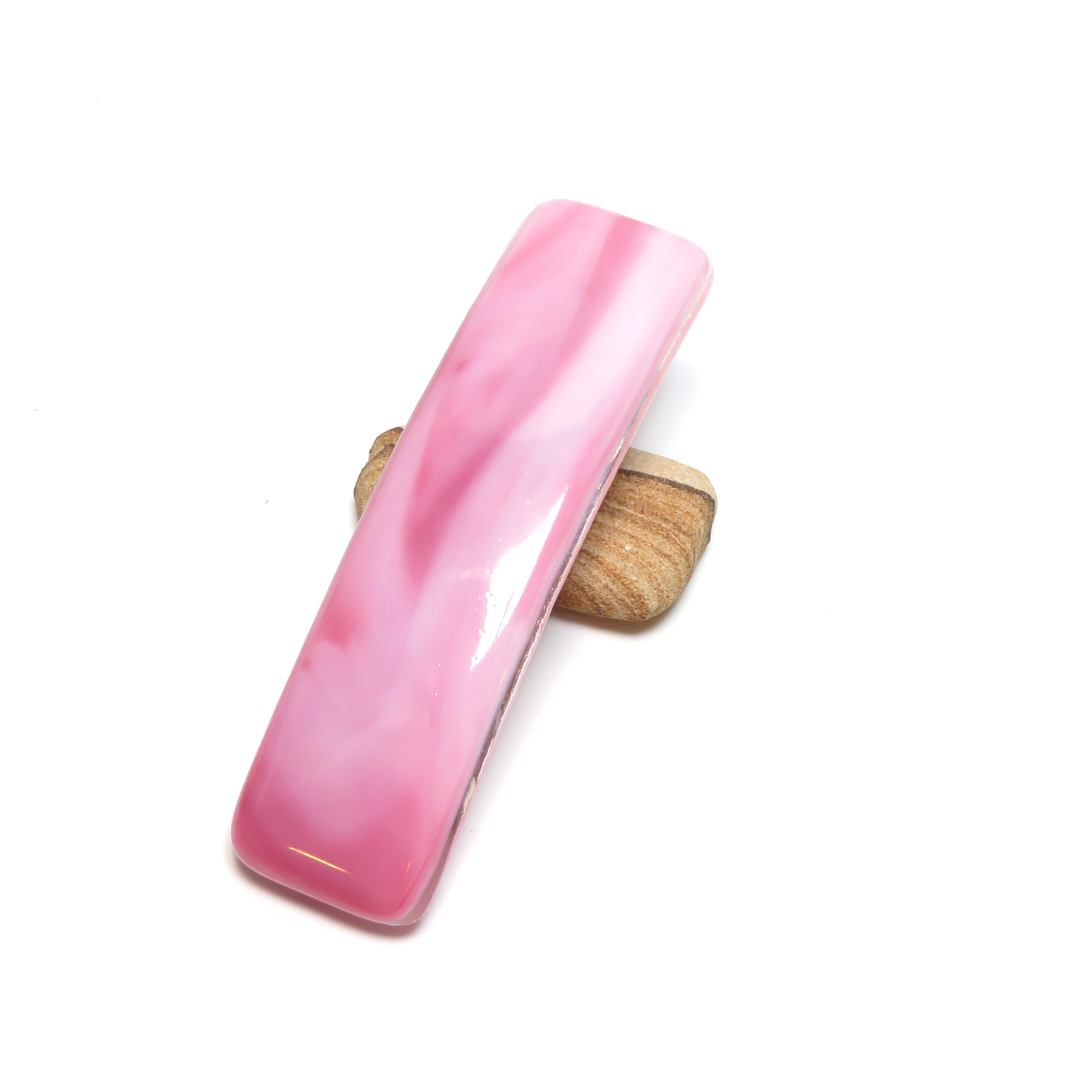 Pink fused glass French barrette Pink fused glass French barrette
