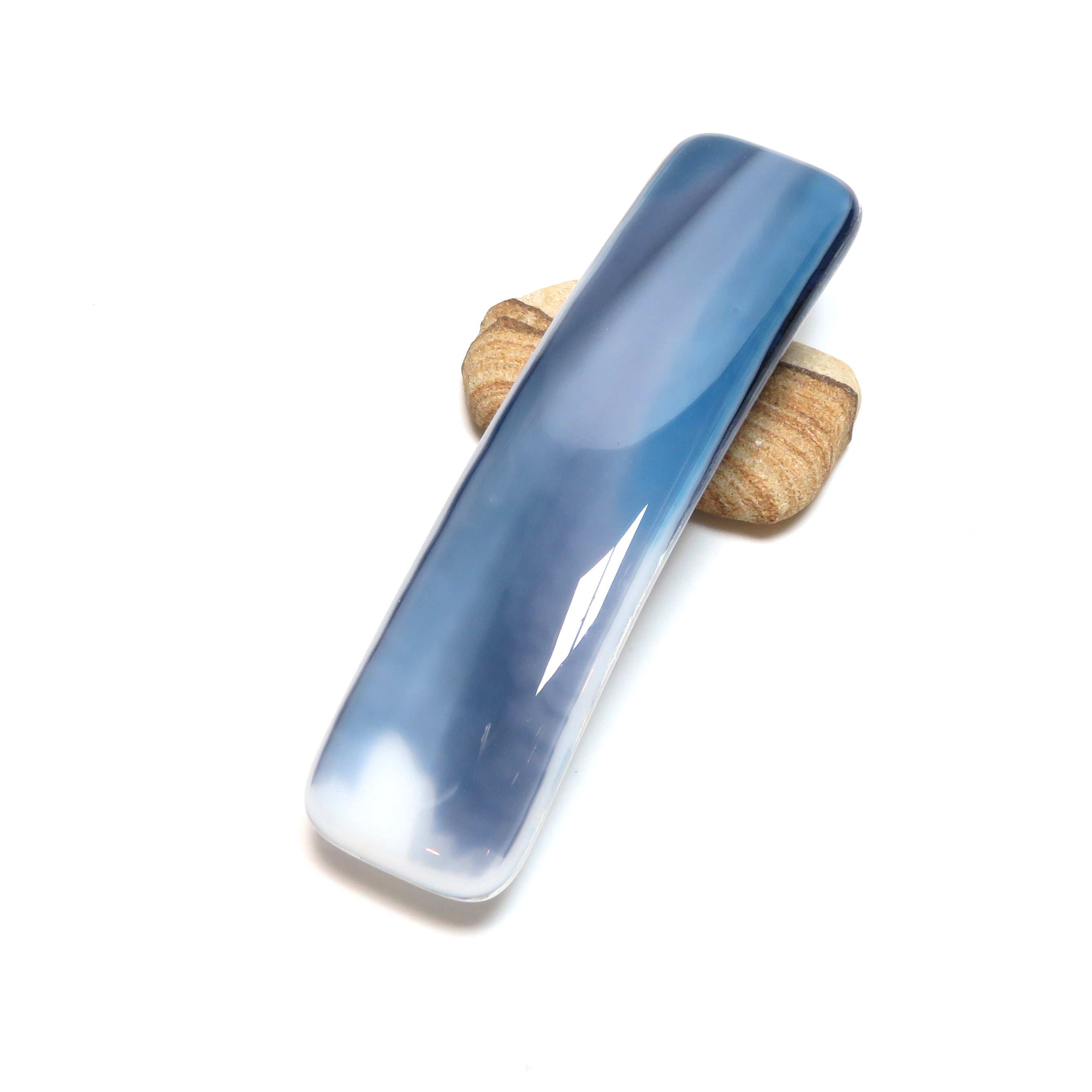 Blue fused glass French barrette Blue fused glass French barrette