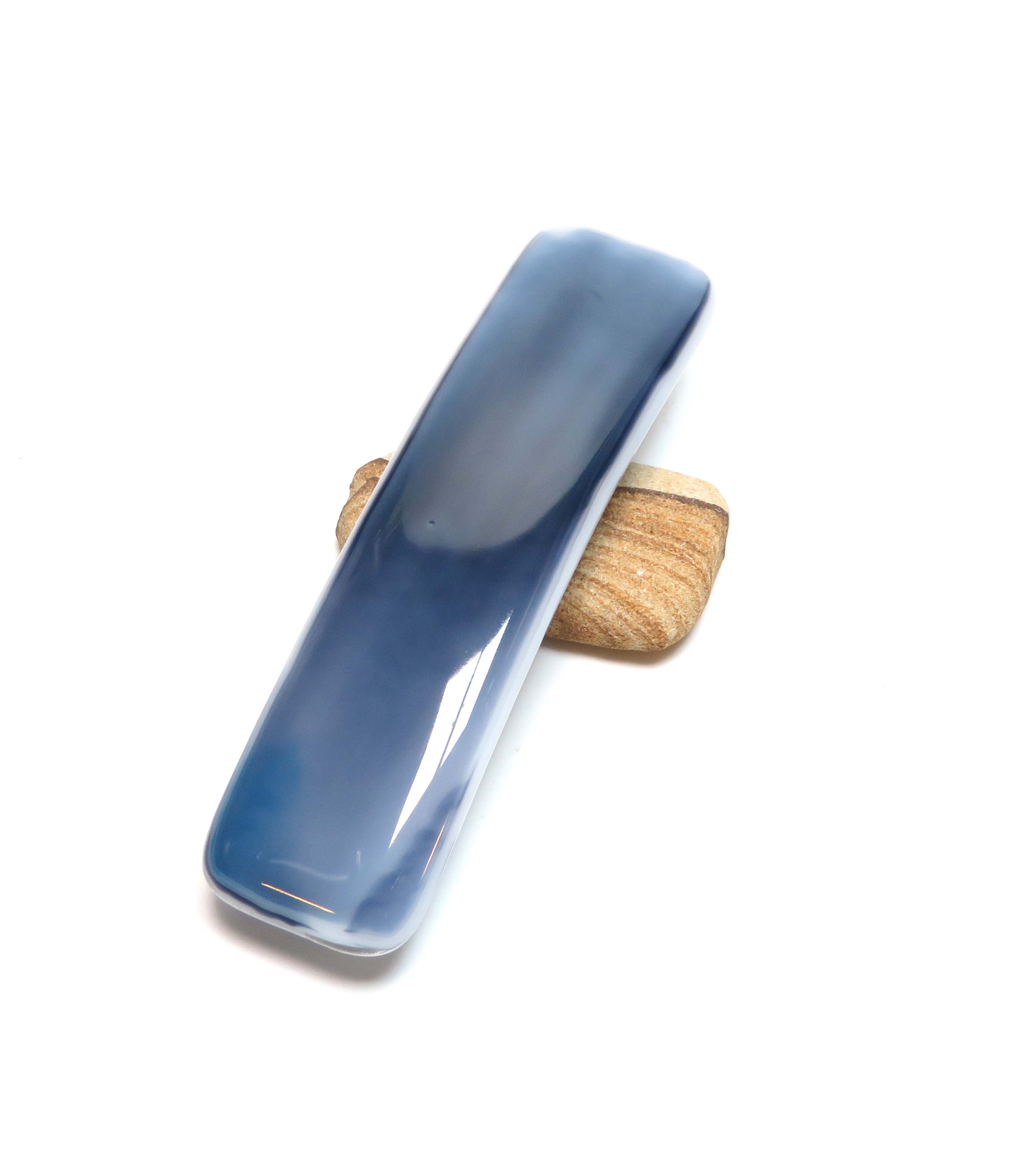 Blue fused glass French barrette Blue fused glass French barrette
