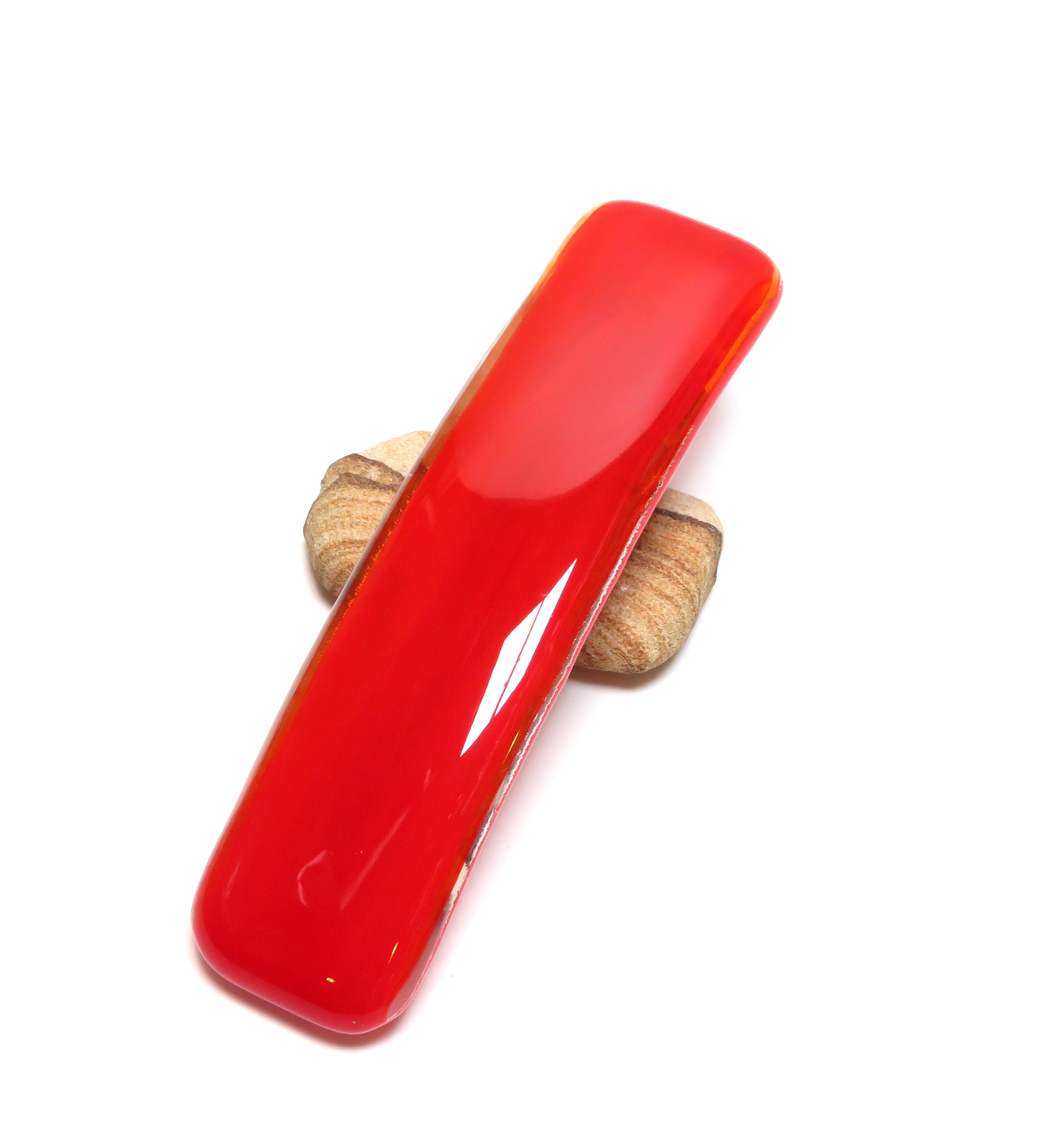 Red fused glass French barrette Red fused glass French barrette