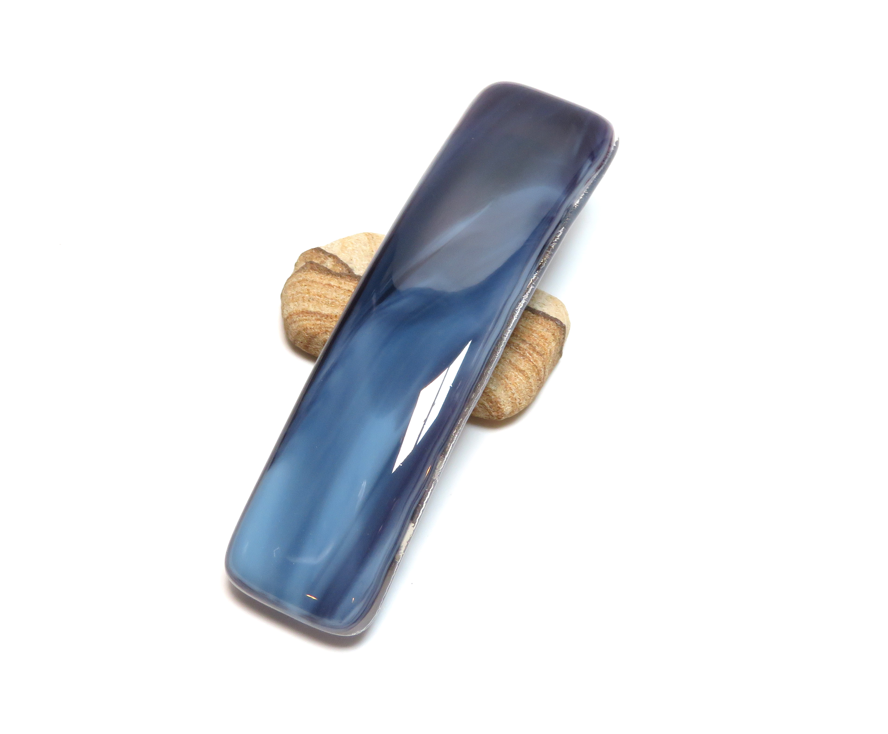 Blue fused glass French barrette Blue fused glass French barrette