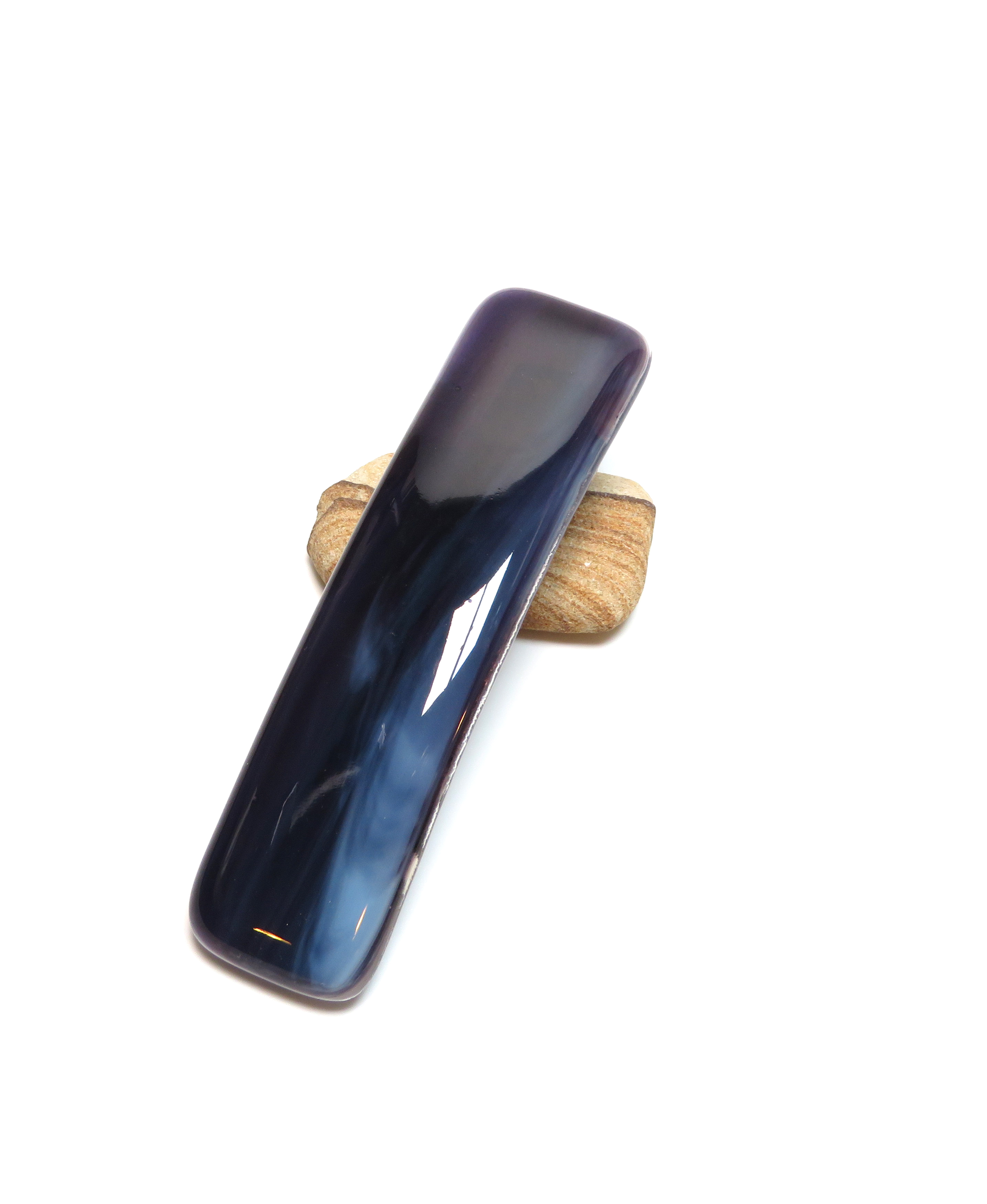 Blue fused glass French barrette Blue fused glass French barrette