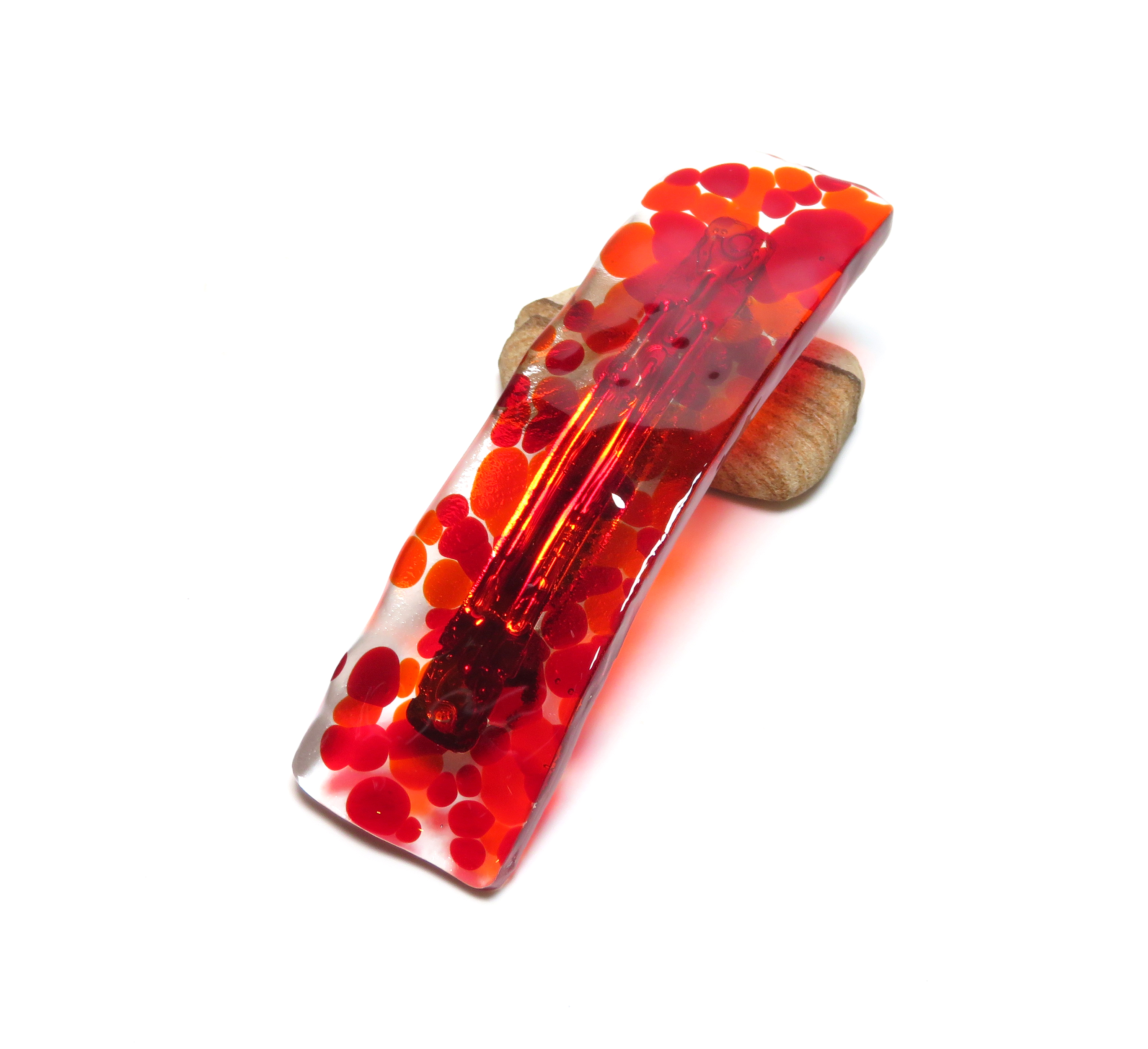 Red fused glass French barrette Red fused glass French barrette