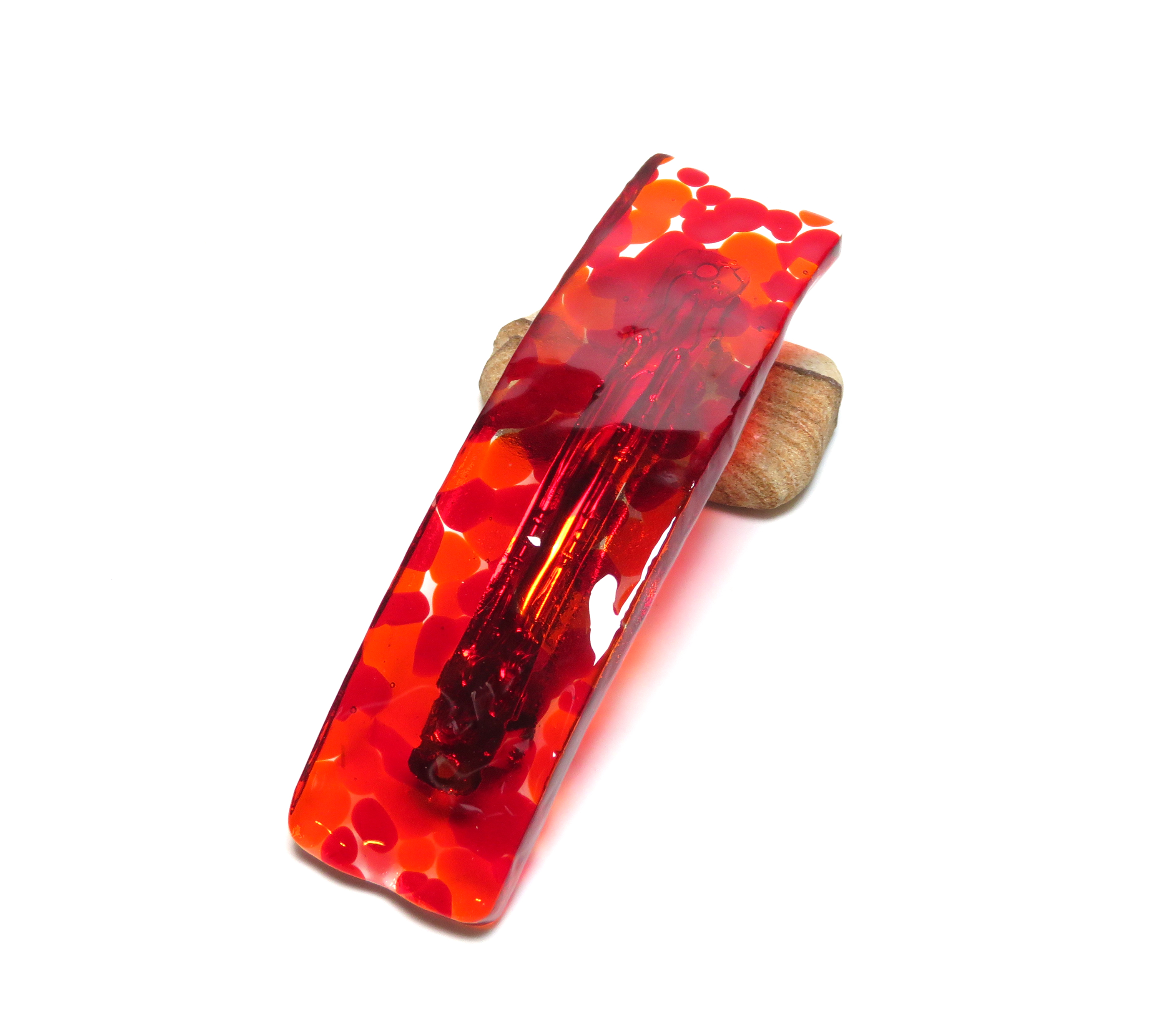 Red fused glass French barrette Red fused glass French barrette
