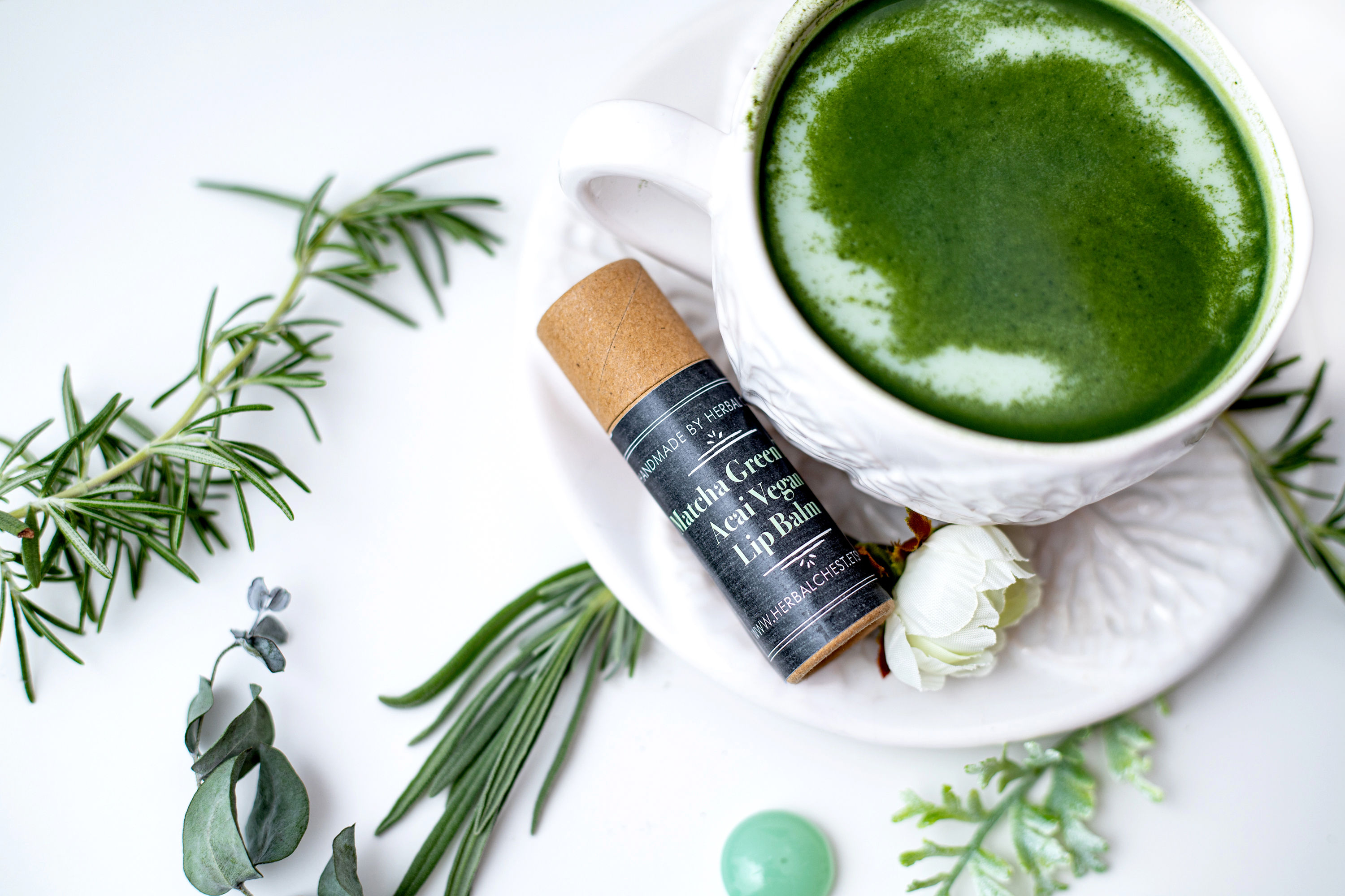 Vegan Matcha Green Tea Lip Balm, Eco Friendly Skincare