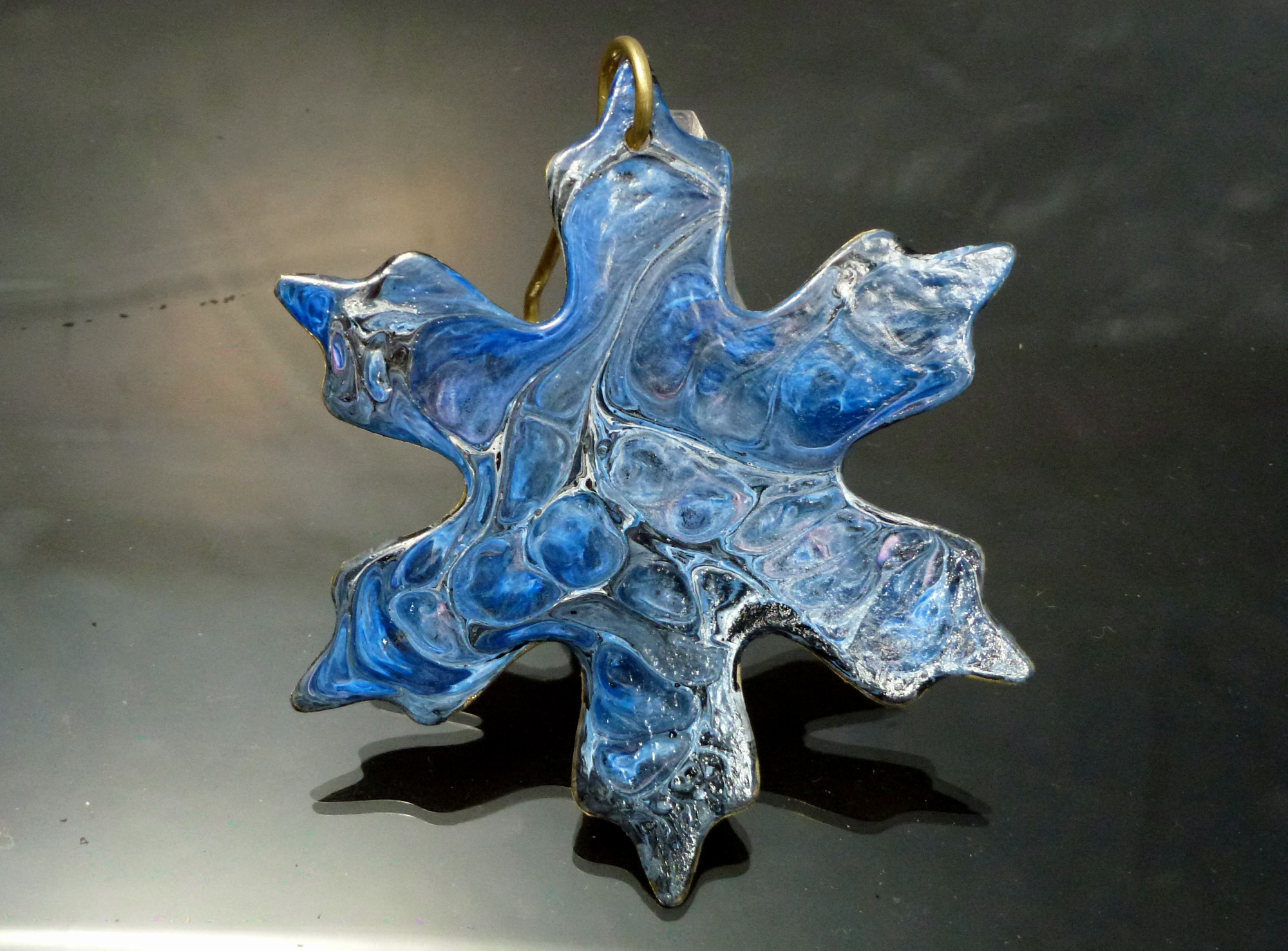 Snowflake Ornament blue hand painted Christmas Tree snow flake decoration