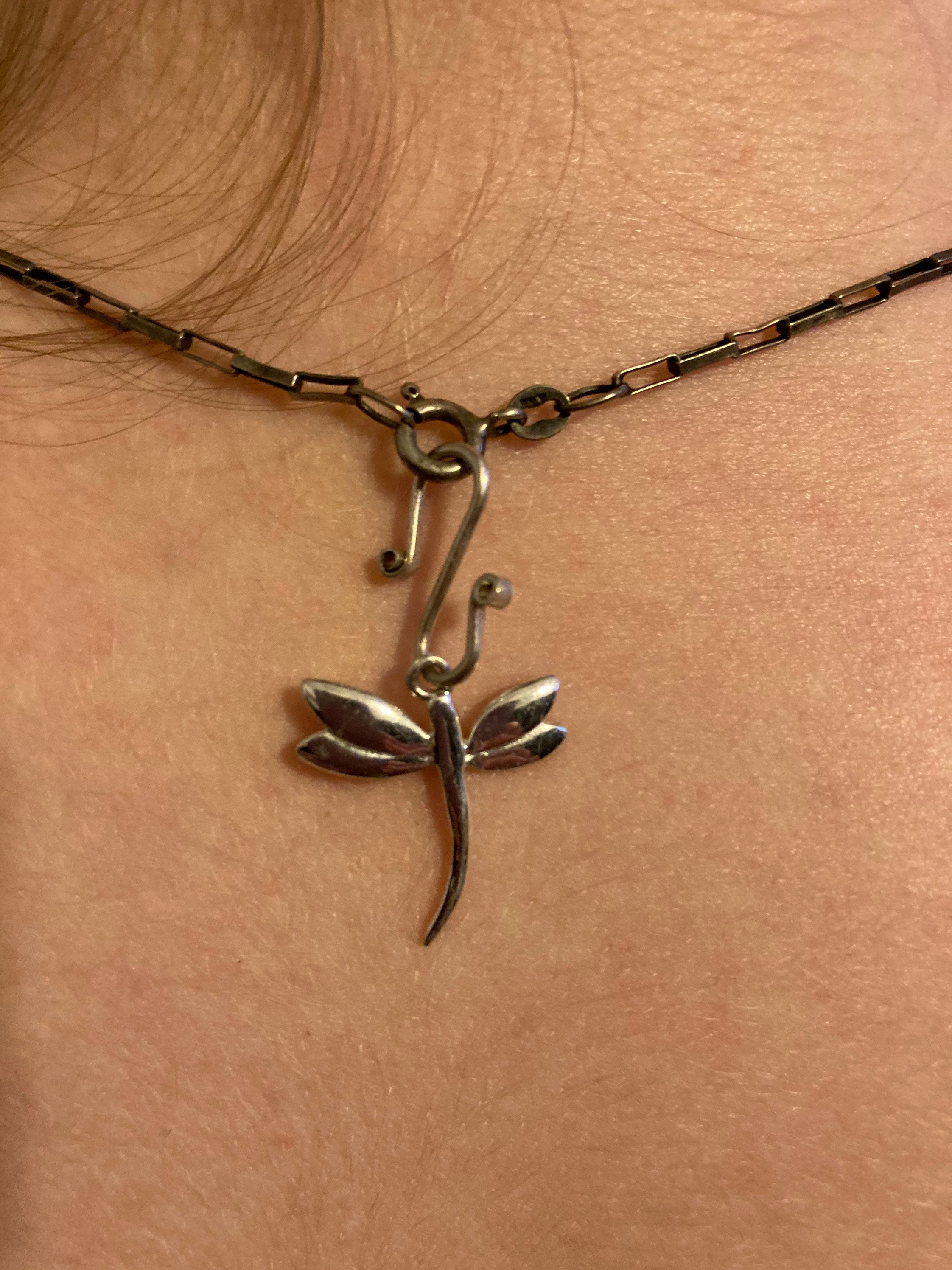 Products Upcycled Sterling silver dragonfly clasp weightnecklace
