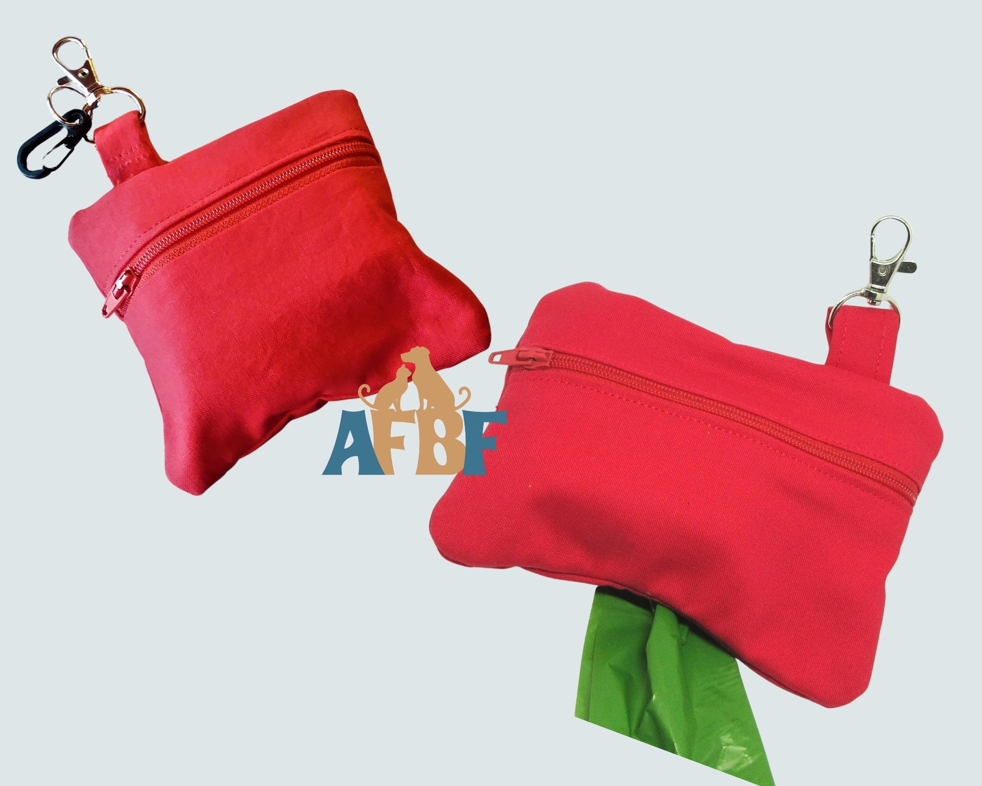 Red color dog poop bag holder, Your Fur Baby is adorable – but sometime they just have to go – poop that is. You can be ready?

Give one of these pretty zip bags to hold the bags you need for the quick pick up while you walk your dog. We have many colors and  two shapes

Square  4" x 4"  or Bone shape 3 1/2" x 5"