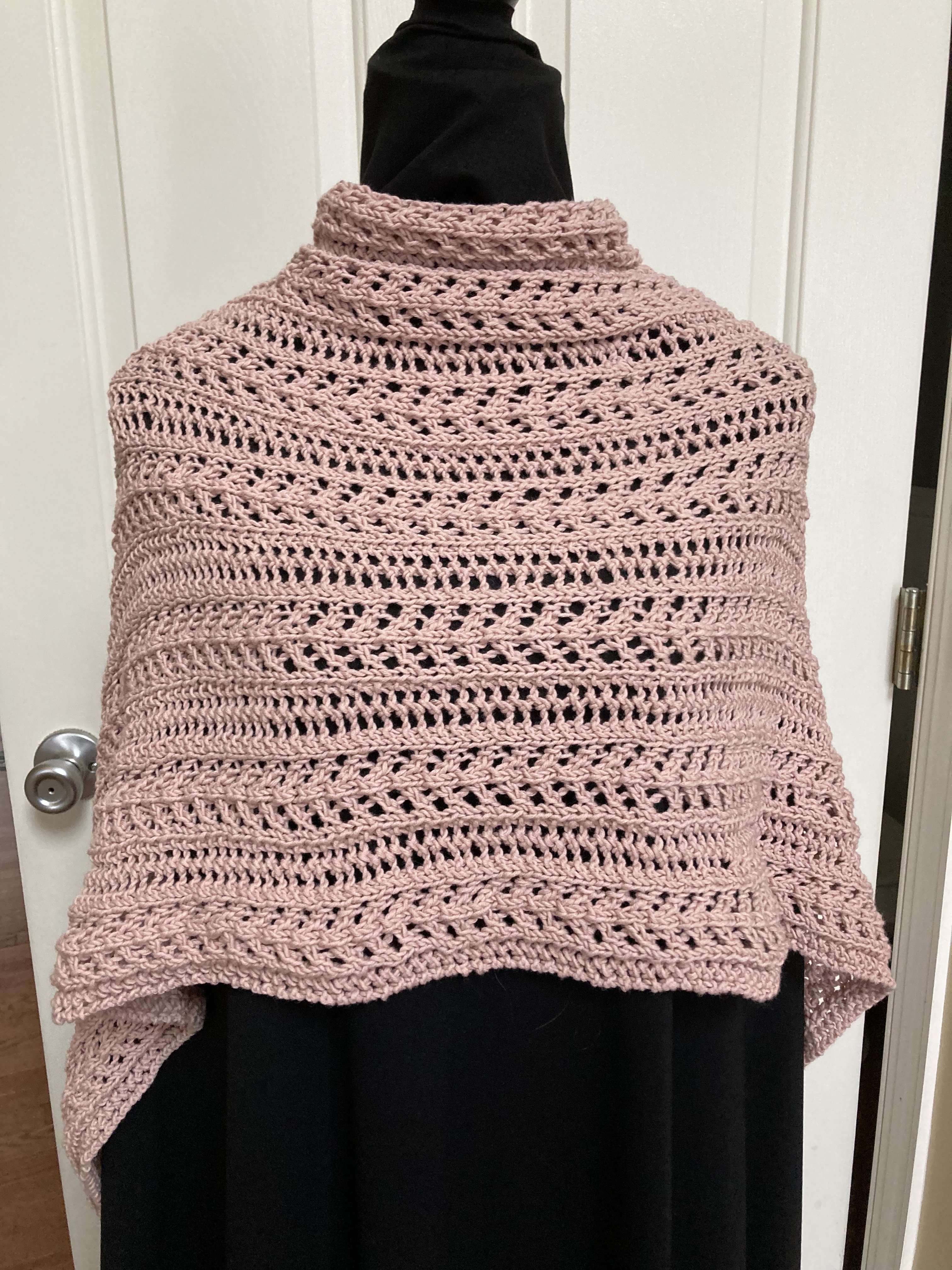 Pink lace shawl hand knit