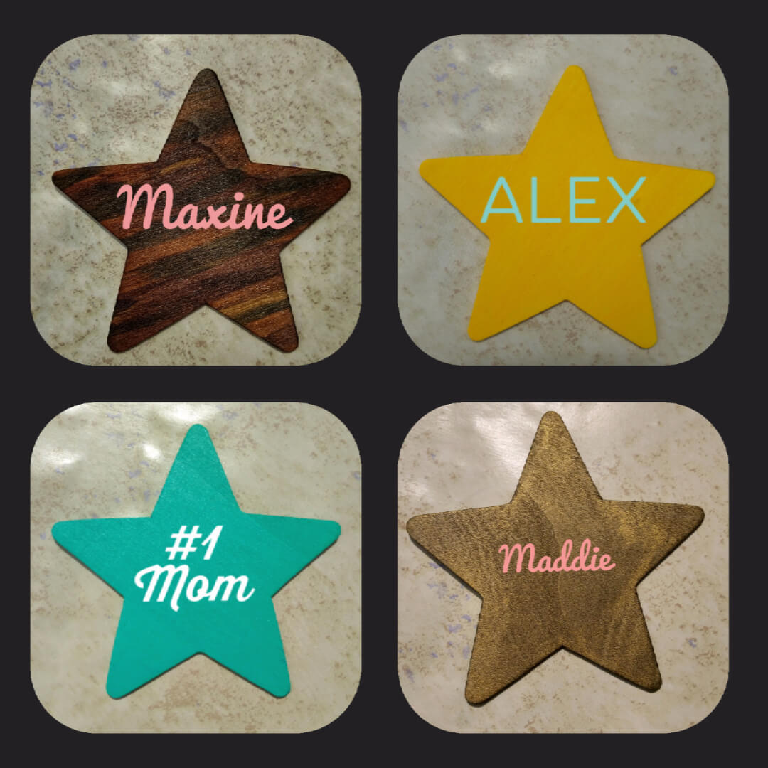 Hand painted wood star fridge magnet, available in multiple colors